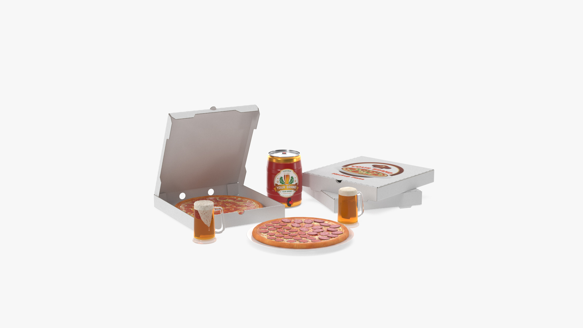 Fast Food Branding Set Mockup 3D model