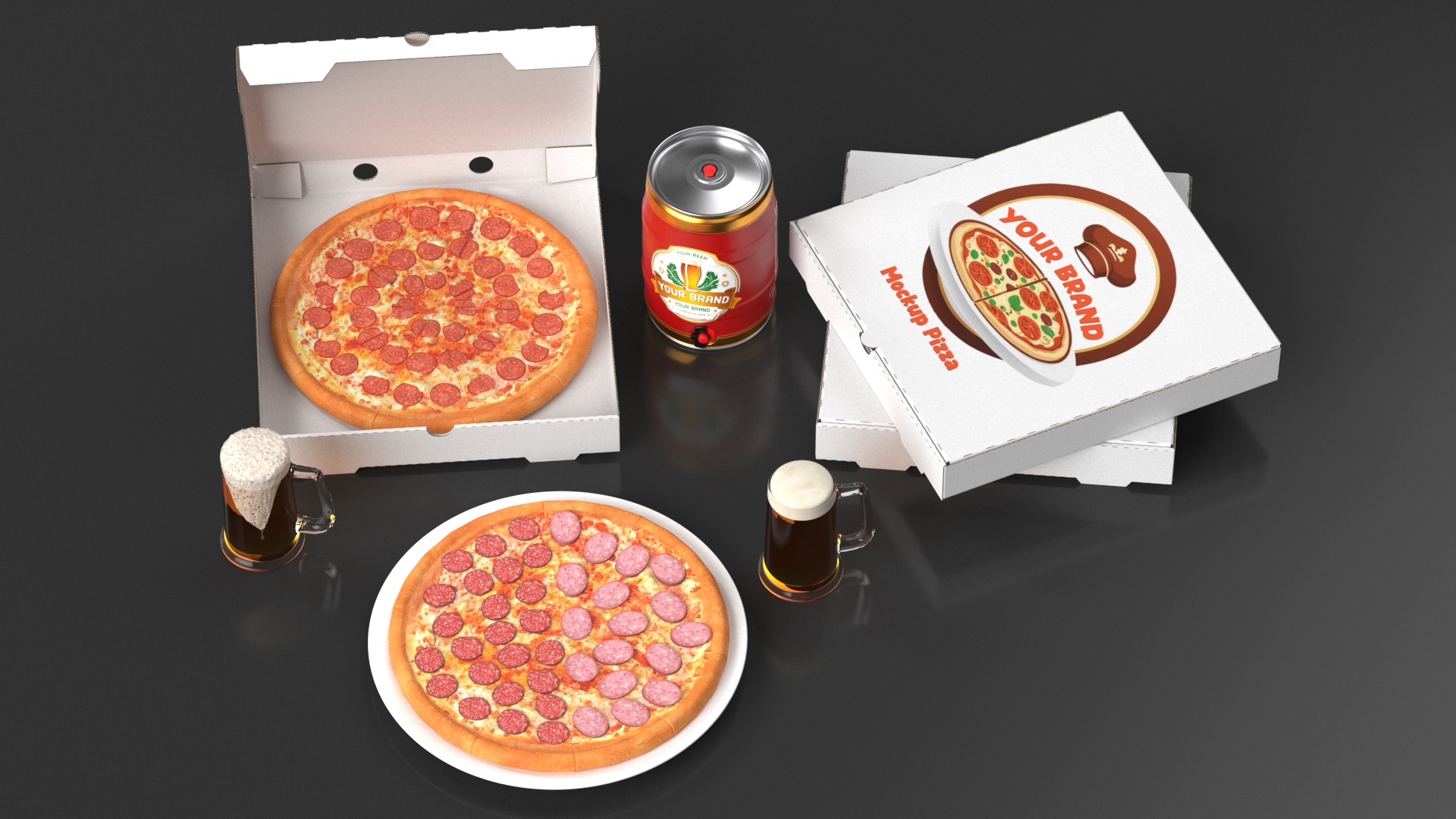 Fast Food Branding Set Mockup 3D model