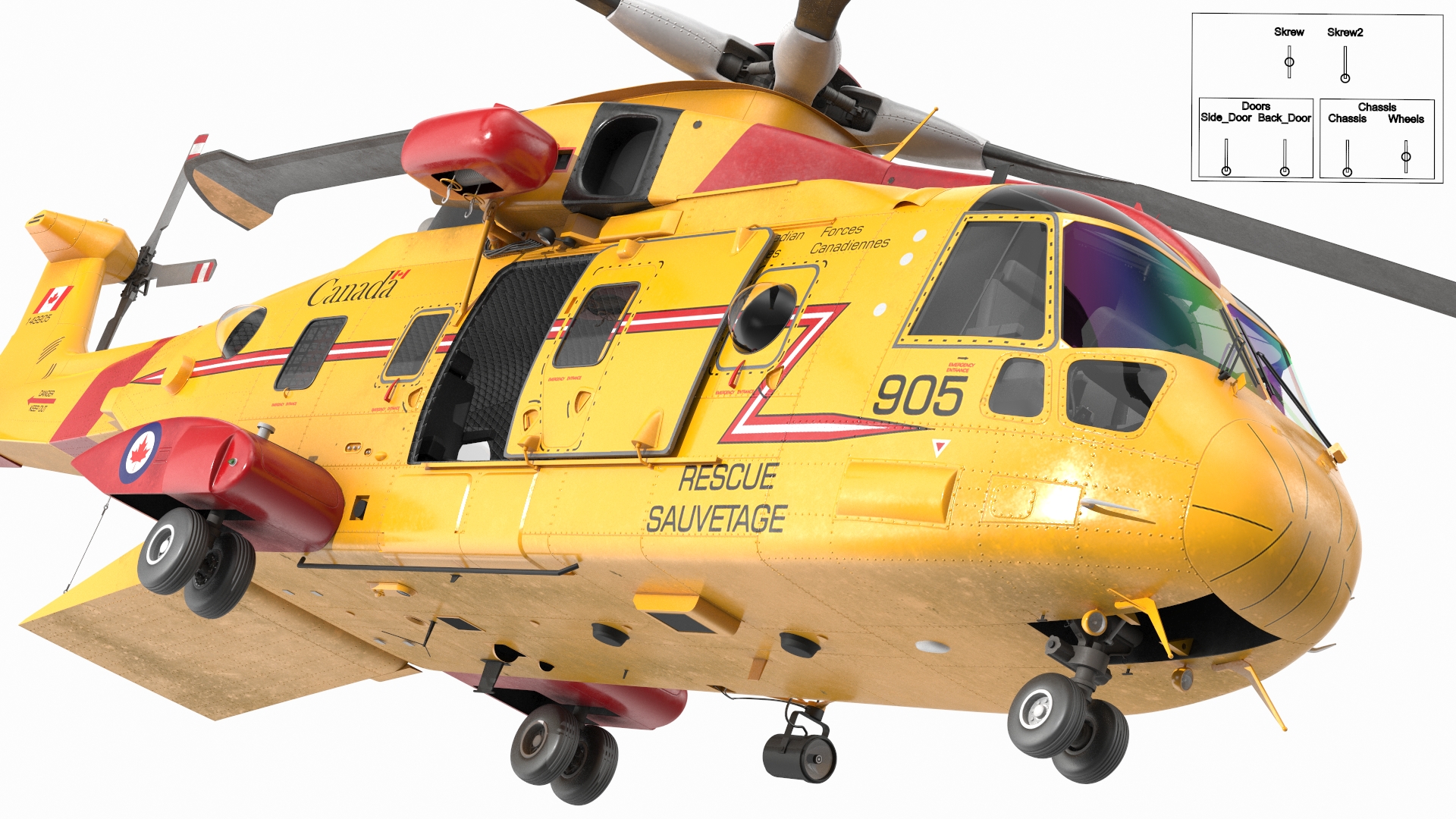 3D AgustaWestland CH 149 Cormorant Rescue Helicopter Rigged