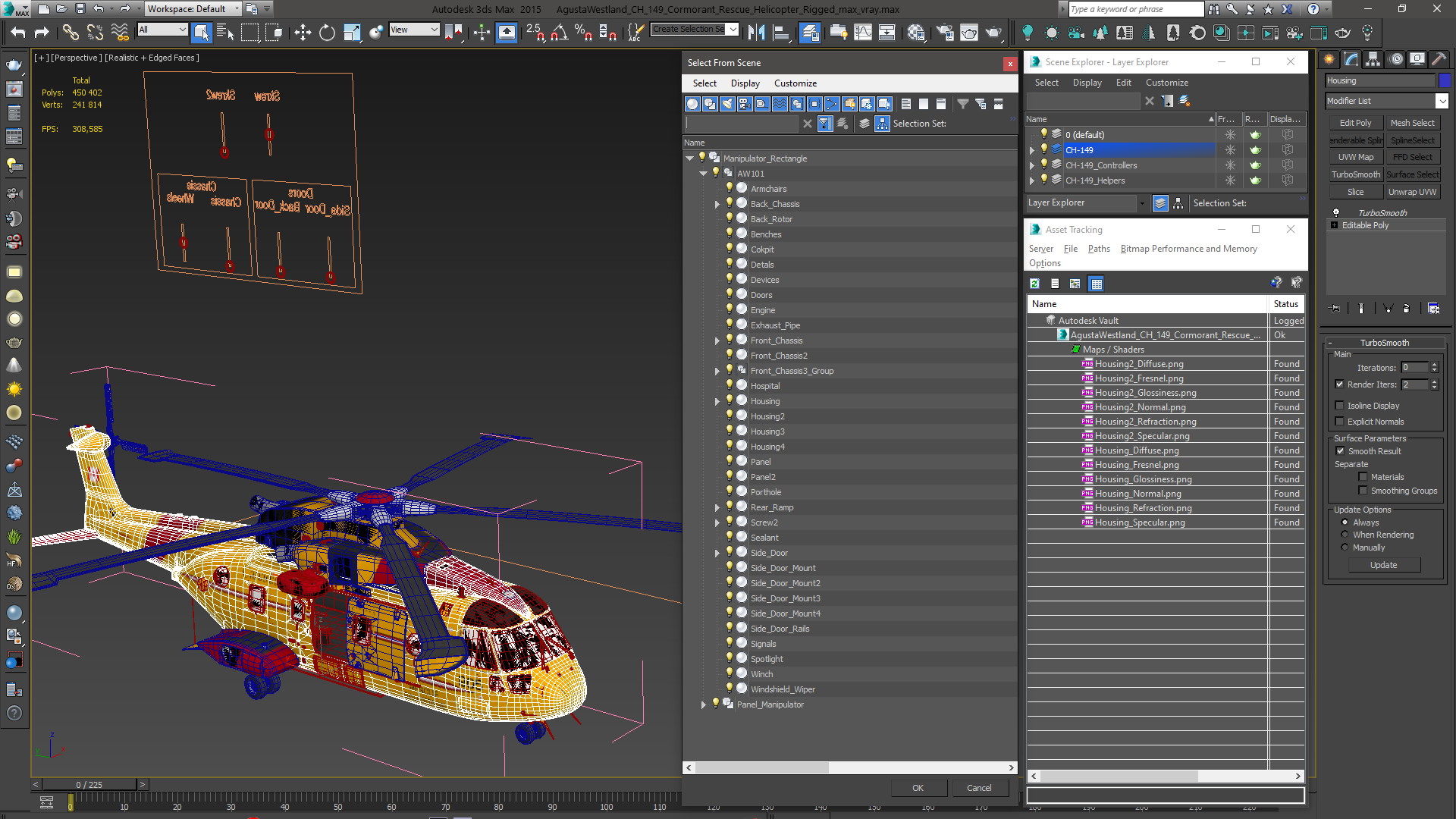3D AgustaWestland CH 149 Cormorant Rescue Helicopter Rigged