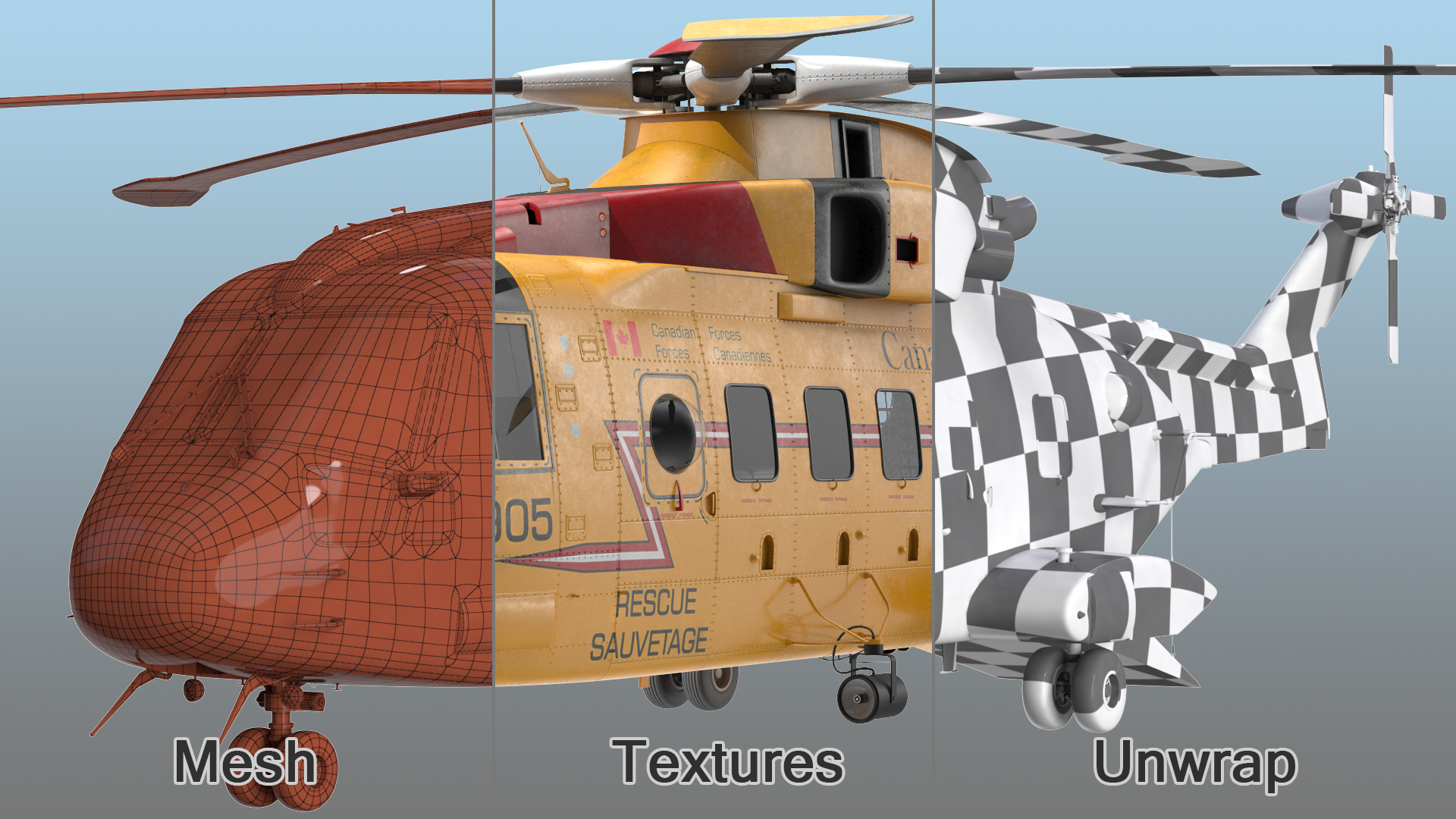 3D AgustaWestland CH 149 Cormorant Rescue Helicopter Rigged