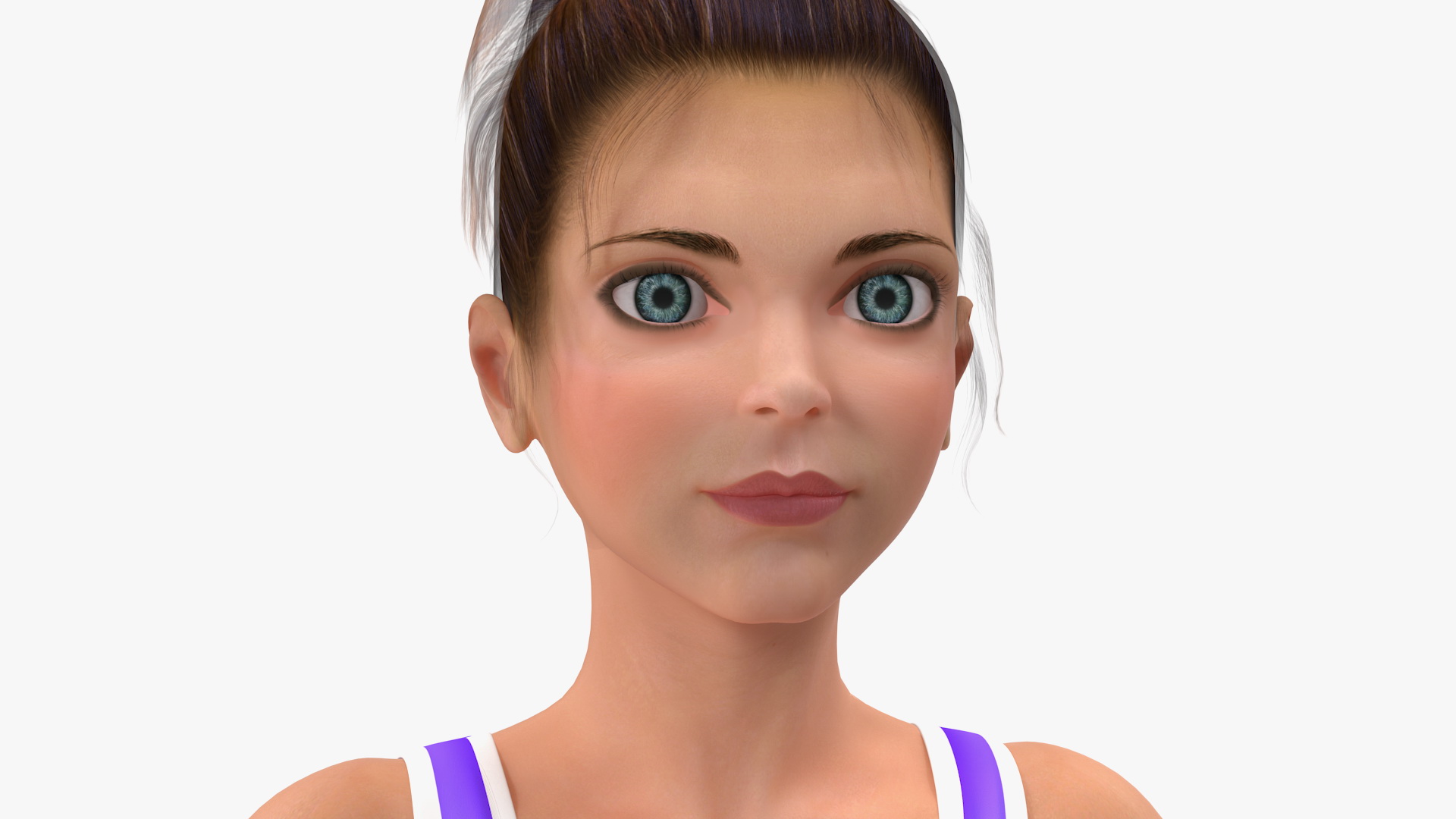 Cartoon Young Girl Sportive Clothes T-Pose 3D