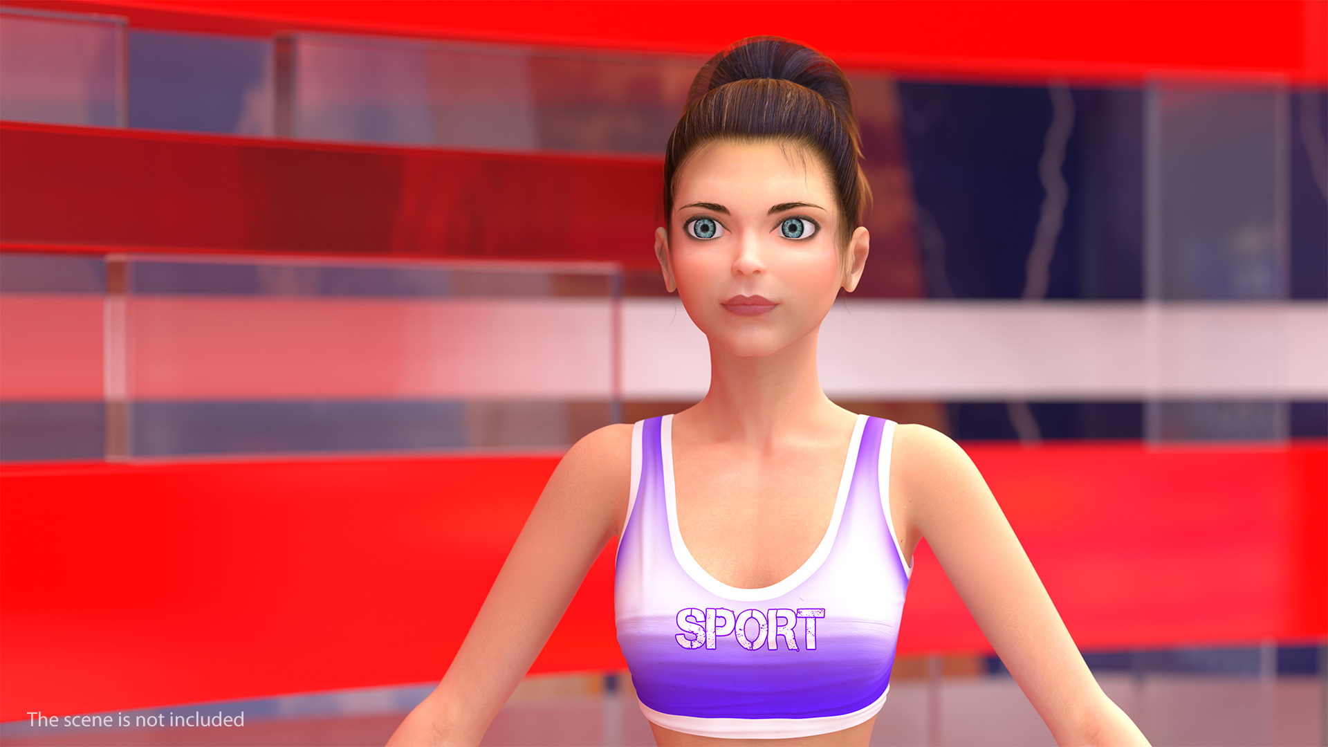 Cartoon Young Girl Sportive Clothes T-Pose 3D