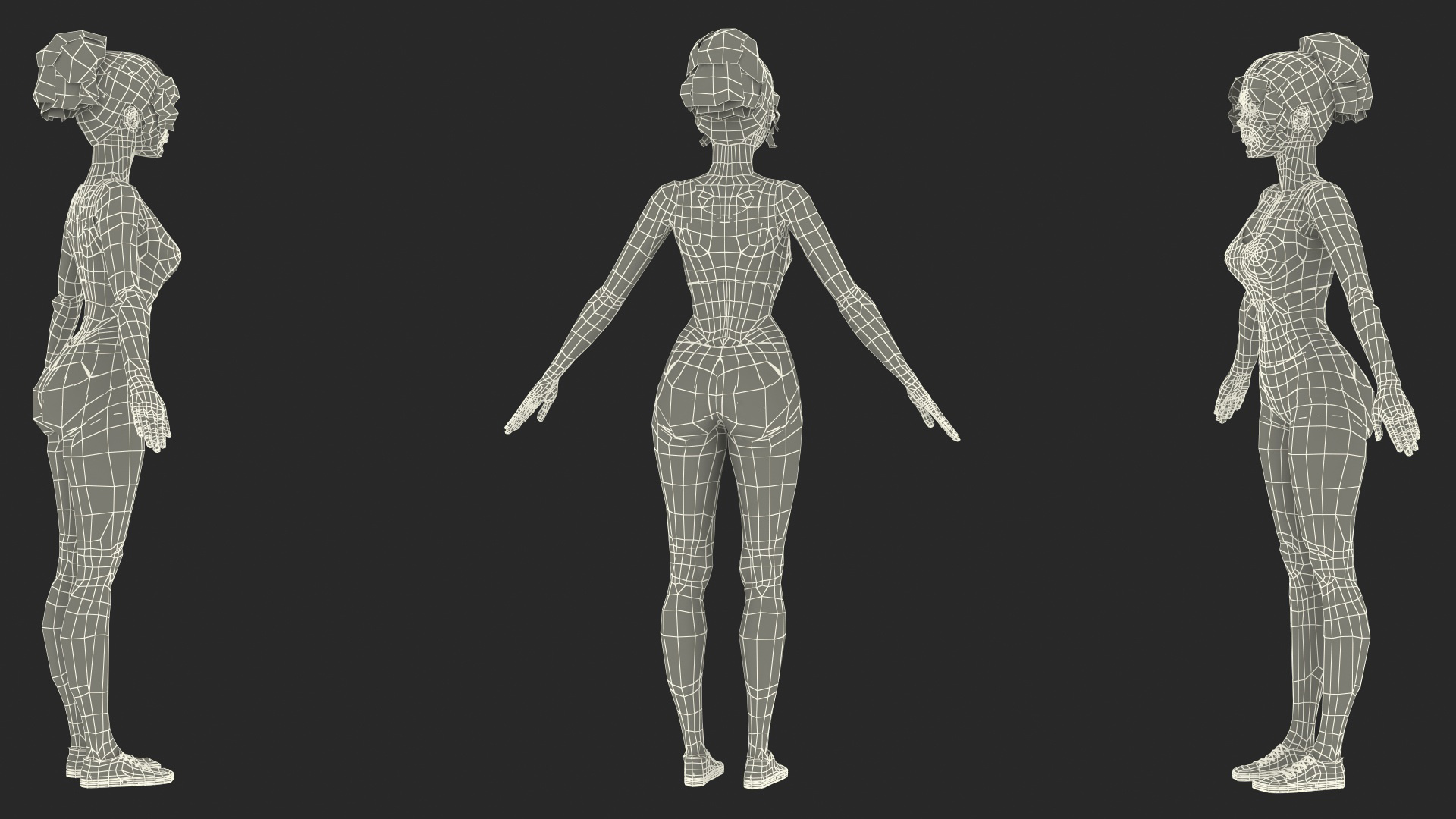 Cartoon Young Girl Sportive Clothes T-Pose 3D