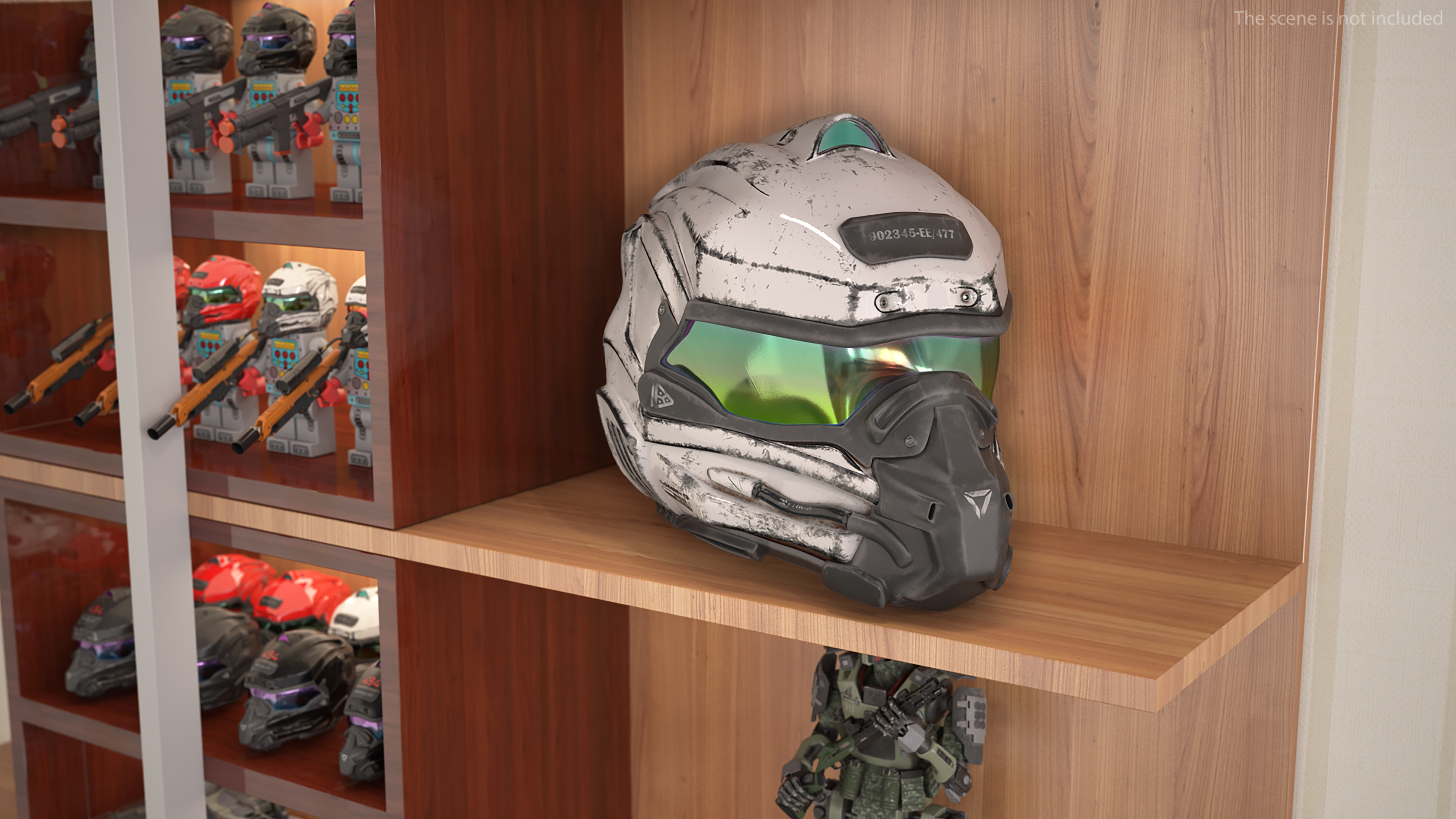 3D Old Futuristic Tactical Helmet White
