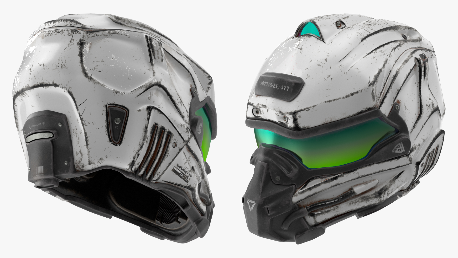 3D Old Futuristic Tactical Helmet White