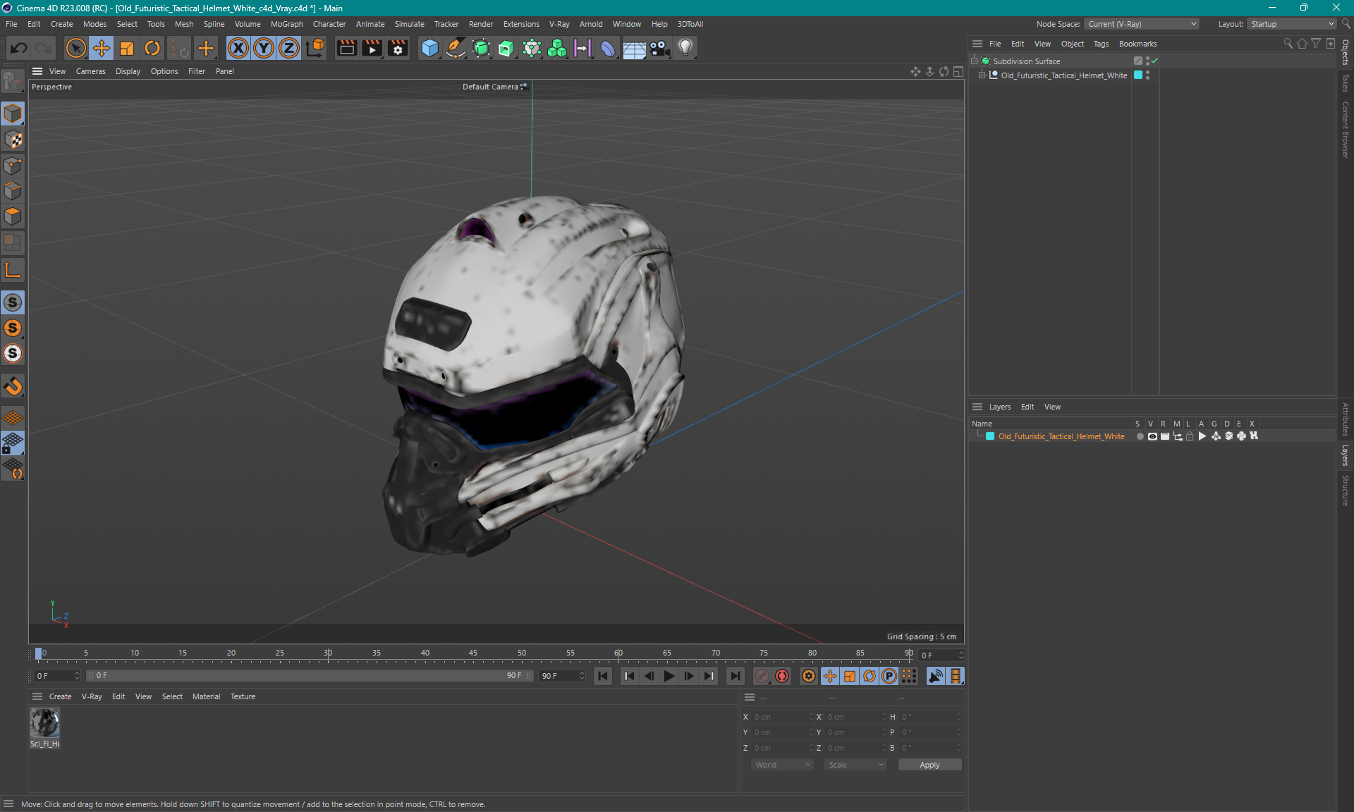 3D Old Futuristic Tactical Helmet White