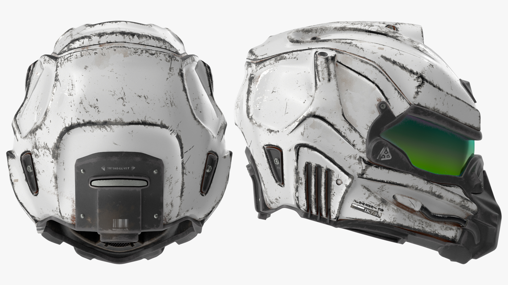 3D Old Futuristic Tactical Helmet White