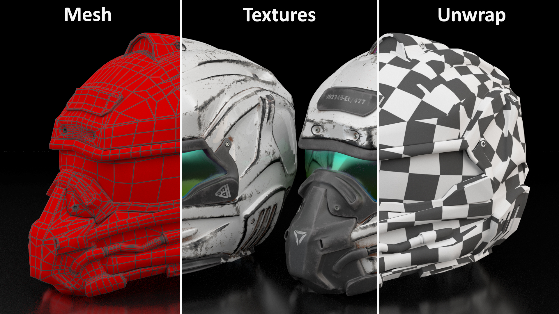 3D Old Futuristic Tactical Helmet White