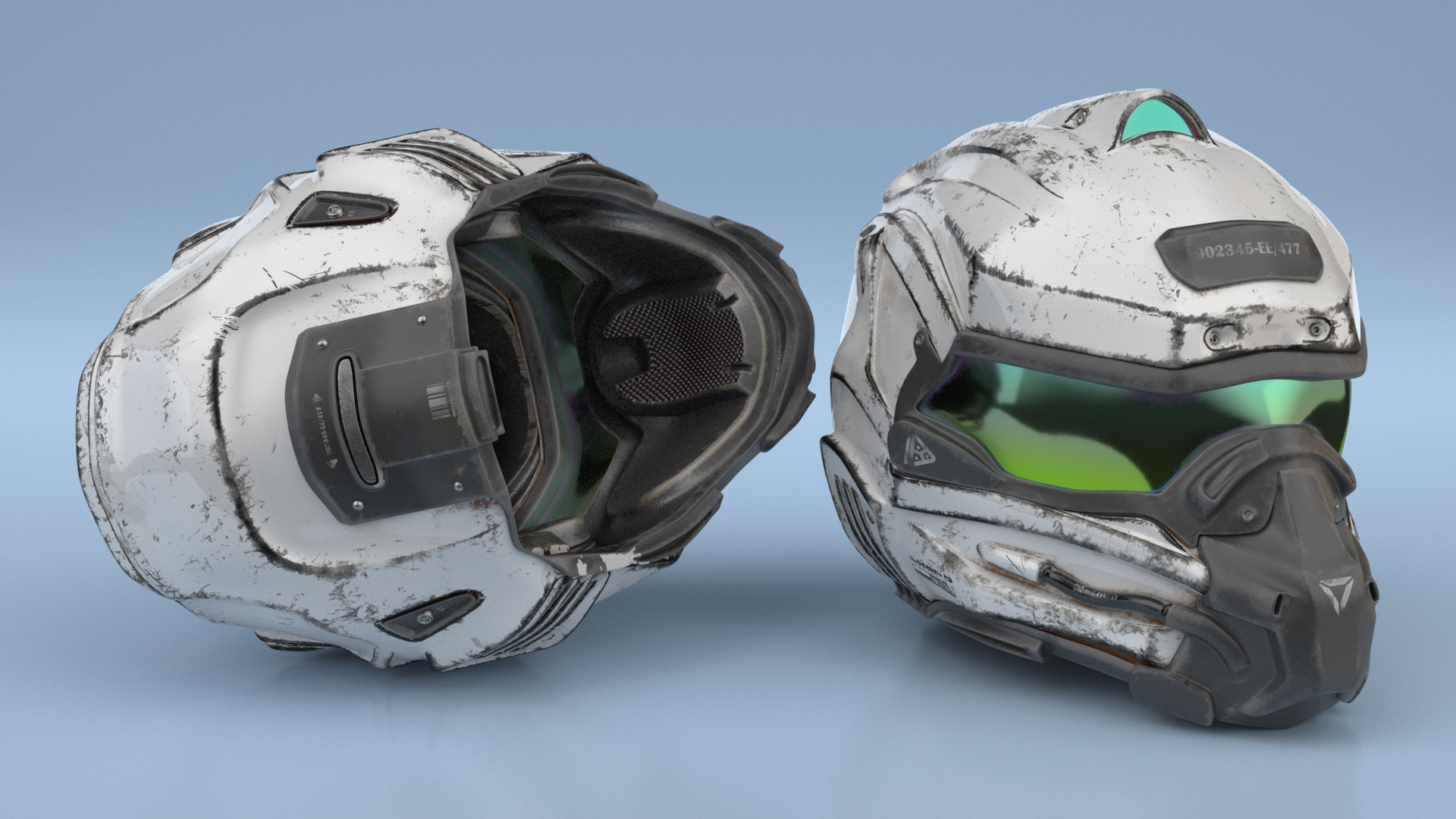 3D Old Futuristic Tactical Helmet White