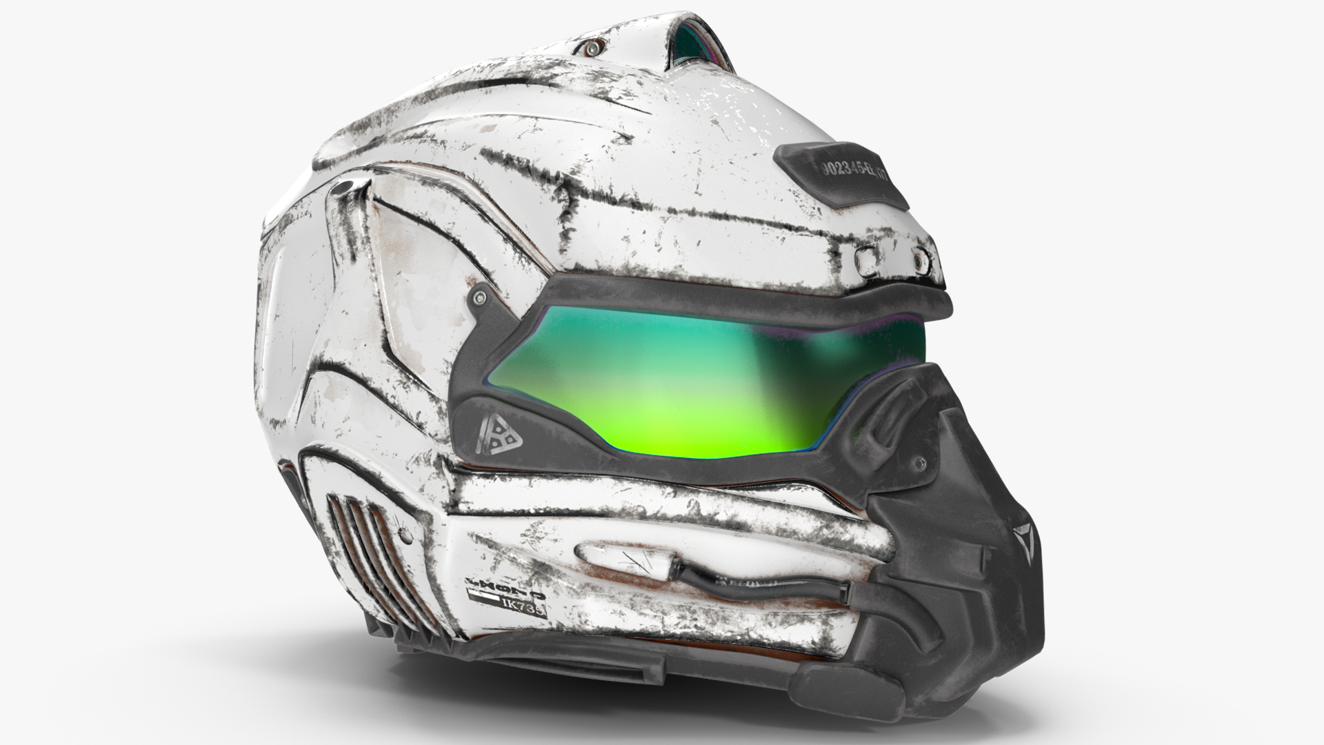 3D Old Futuristic Tactical Helmet White