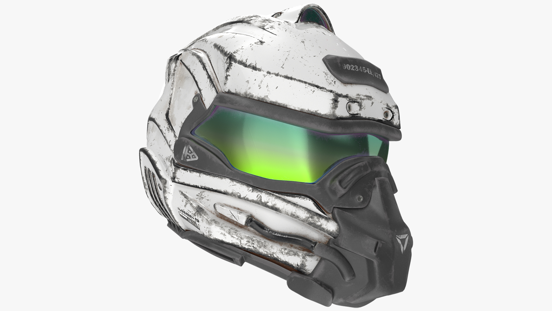 3D Old Futuristic Tactical Helmet White