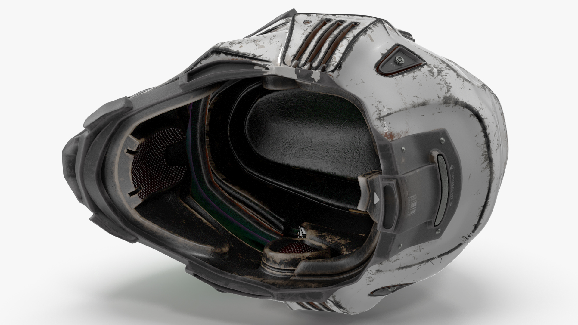 3D Old Futuristic Tactical Helmet White