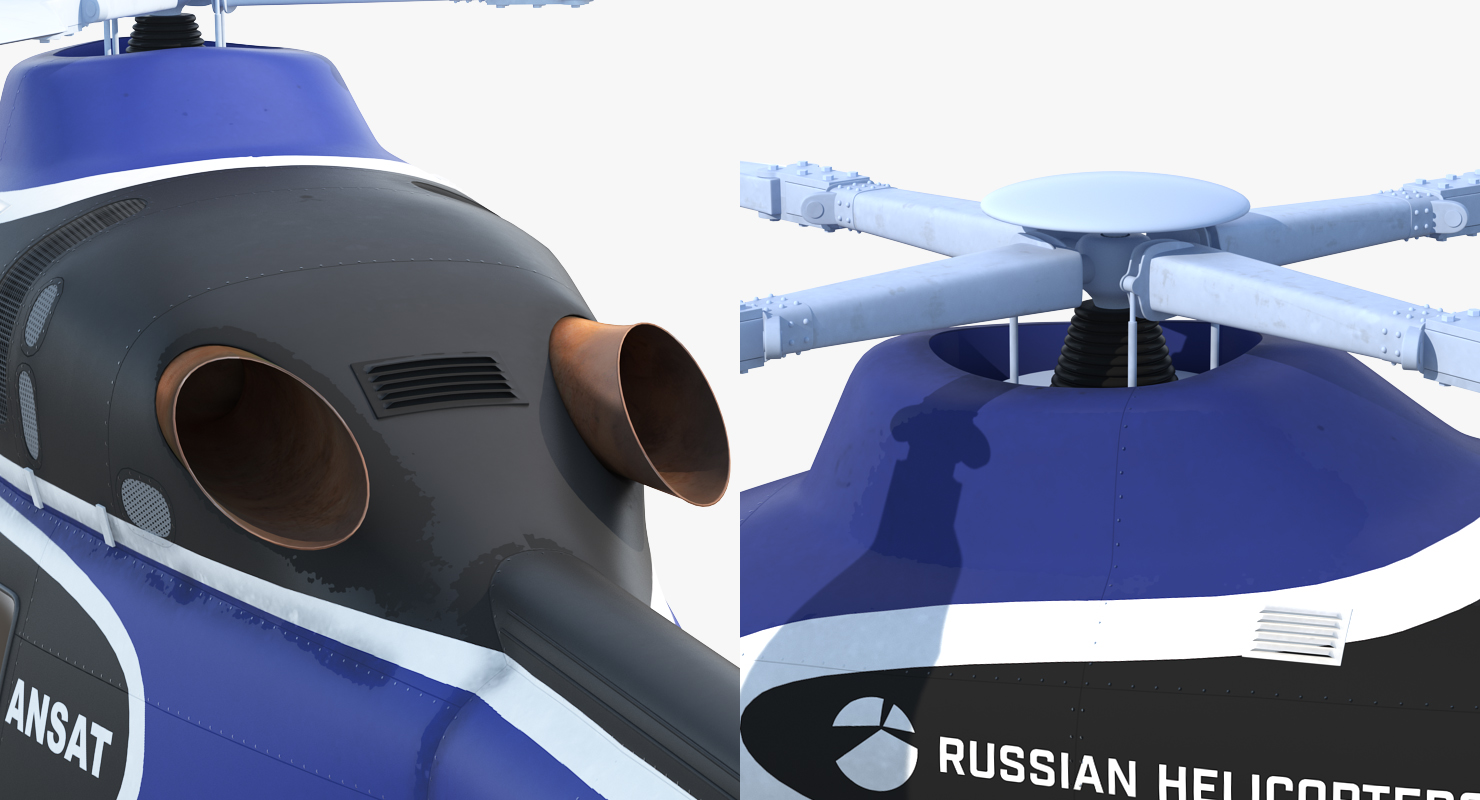 3D model Light Helicopter Kazan Ansat Rigged