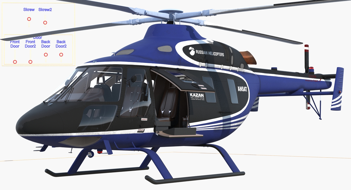 3D model Light Helicopter Kazan Ansat Rigged