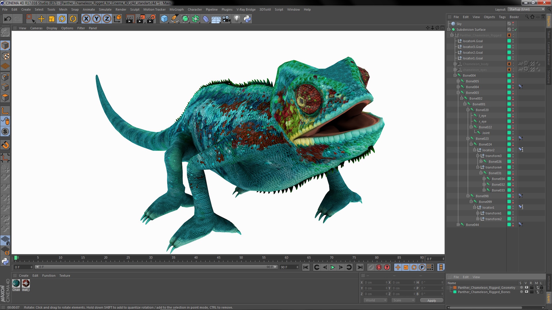 3D Panther Chameleon Rigged for Cinema 4D model