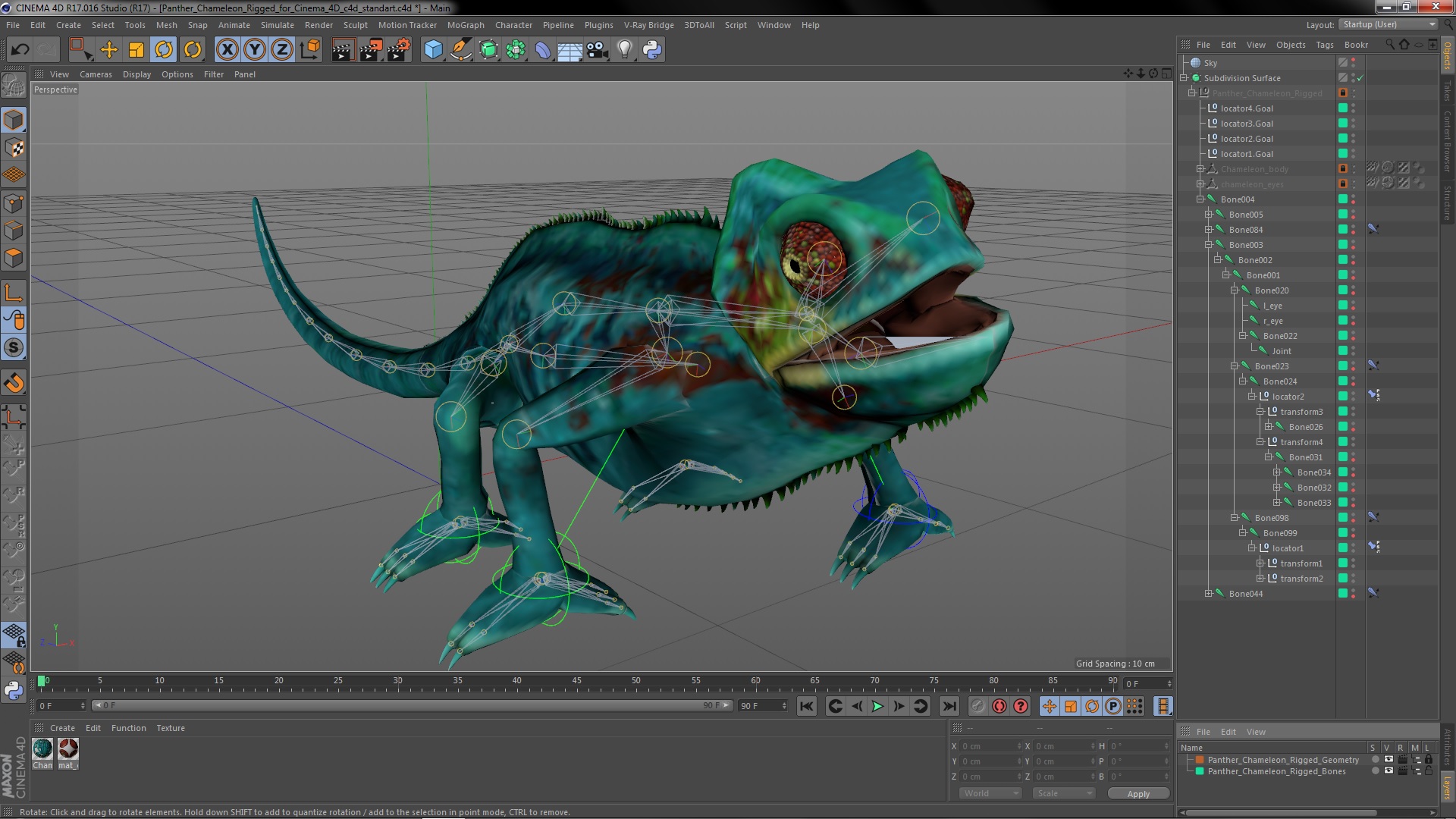 3D Panther Chameleon Rigged for Cinema 4D model