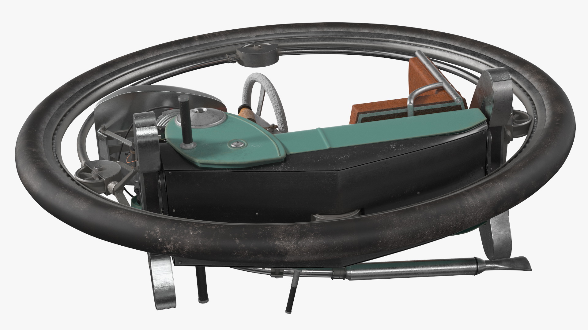 3D Antique Steering Monowheel Used Rigged model