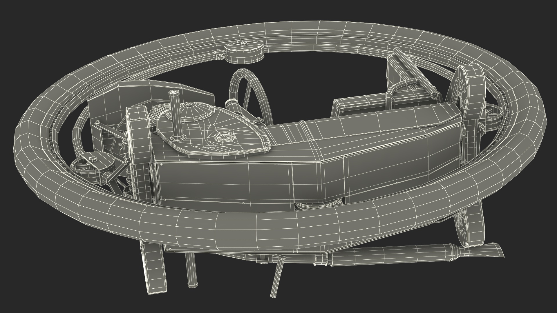 3D Antique Steering Monowheel Used Rigged model