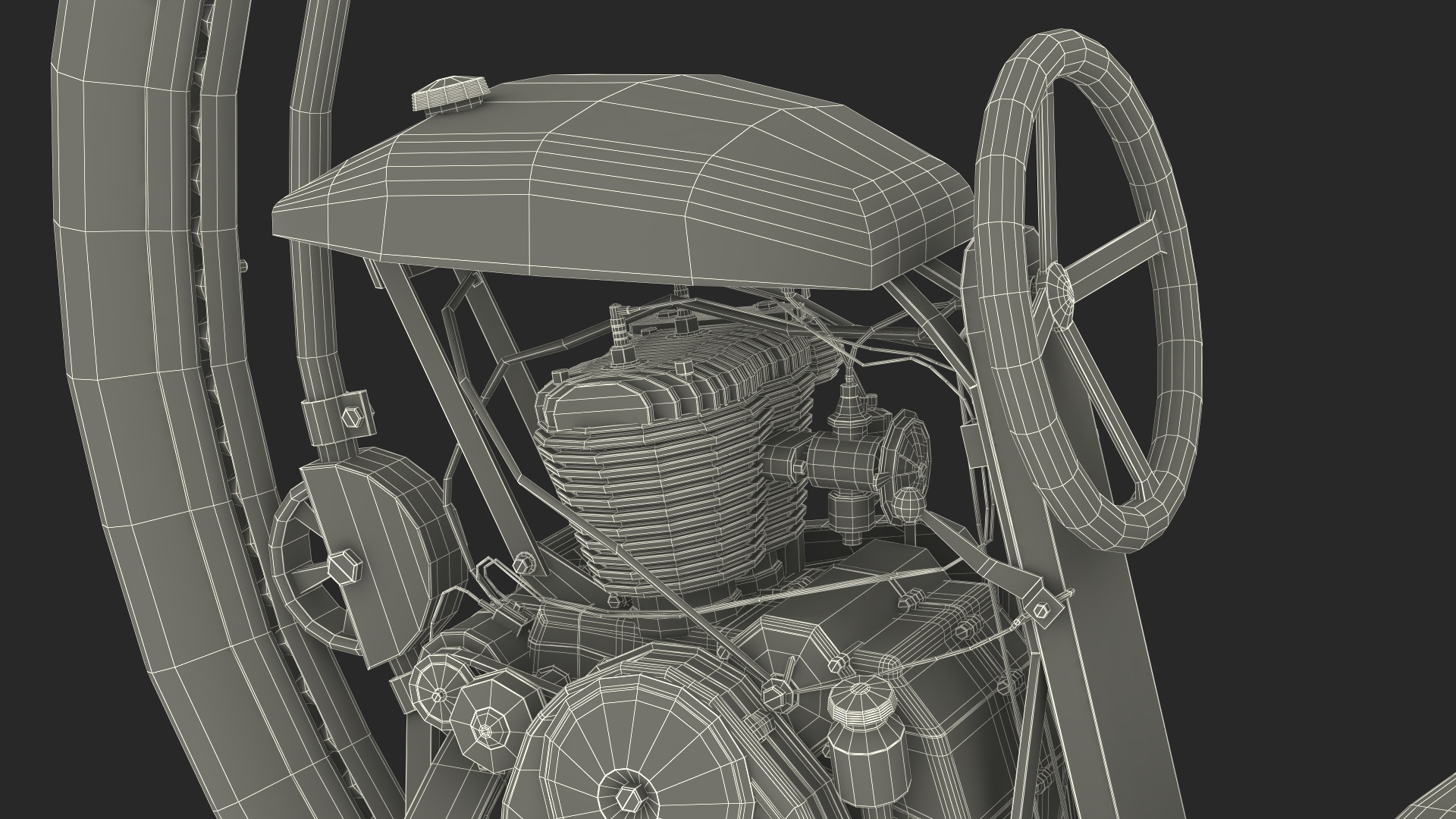 3D Antique Steering Monowheel Used Rigged model