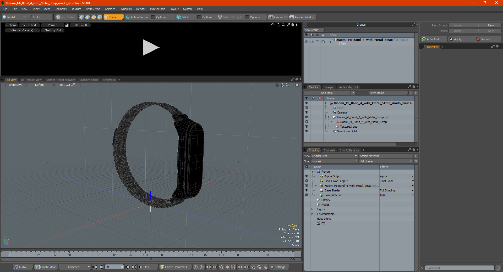 3D Xiaomi Mi Band 4 with Metal Strap model