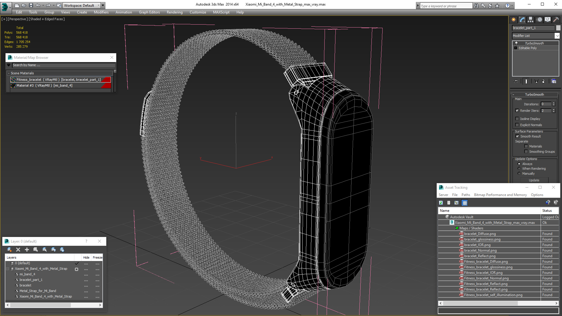 3D Xiaomi Mi Band 4 with Metal Strap model