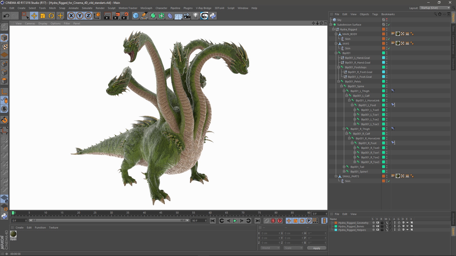 3D Hydra Rigged for Cinema 4D
