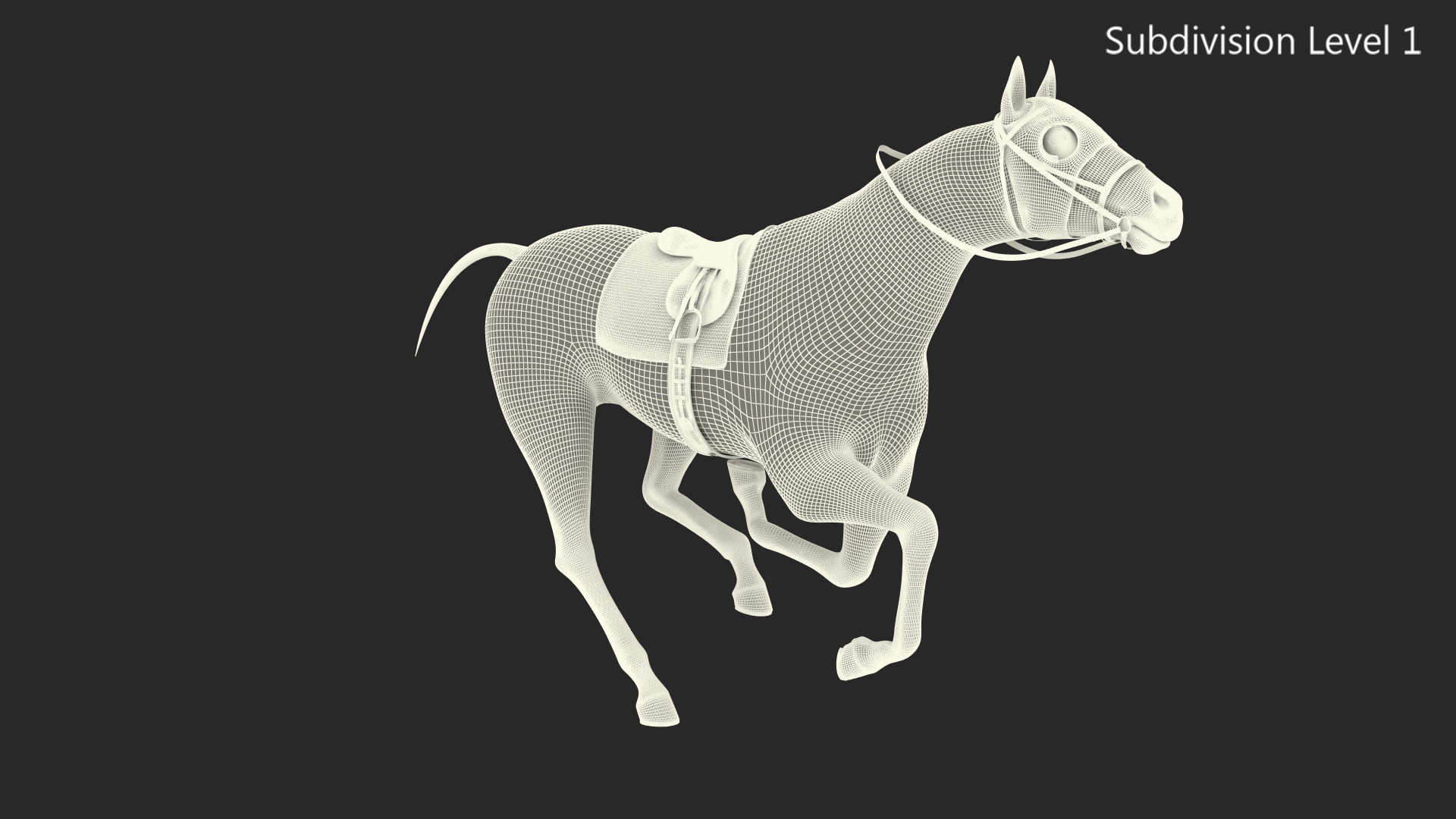 3D Black Racehorse Fur Rigged