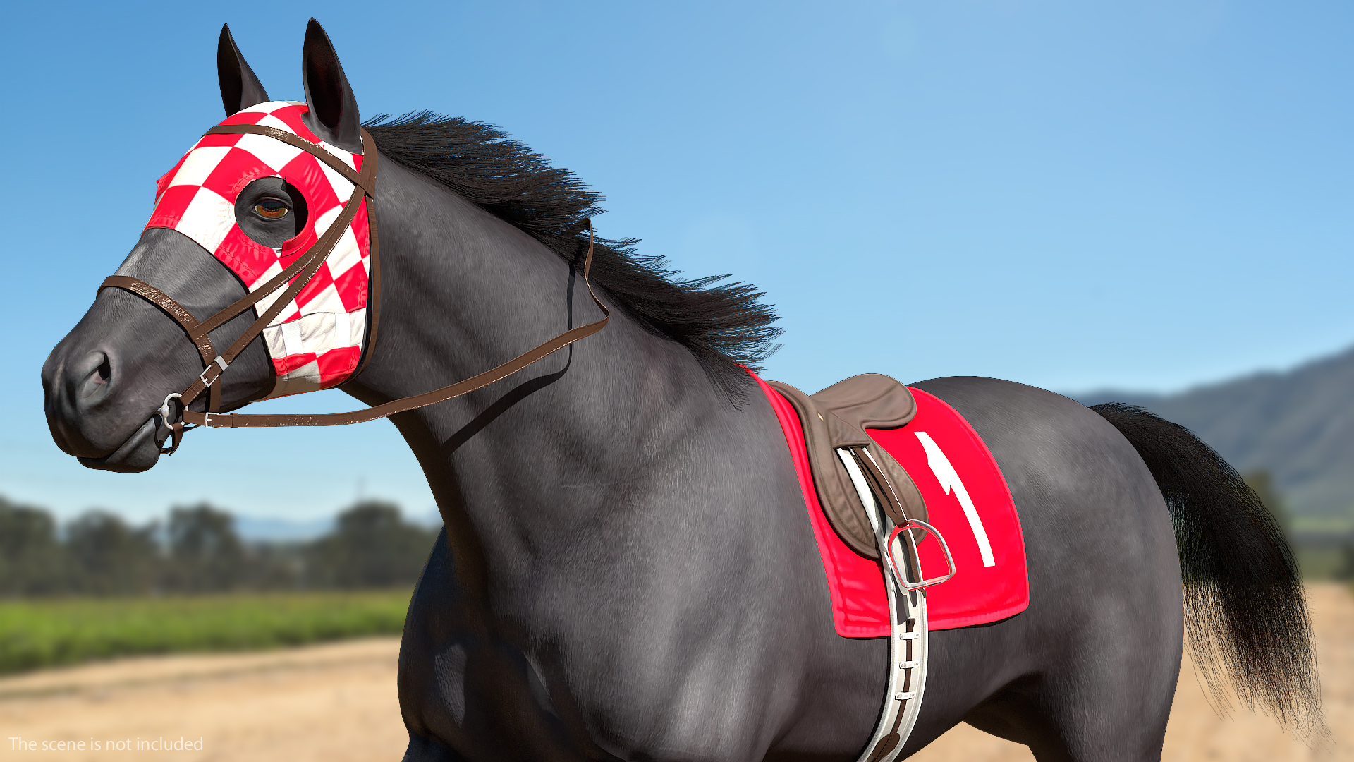 3D Black Racehorse Fur Rigged