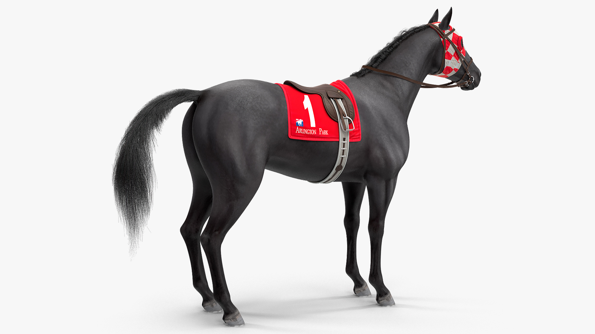 3D Black Racehorse Fur Rigged