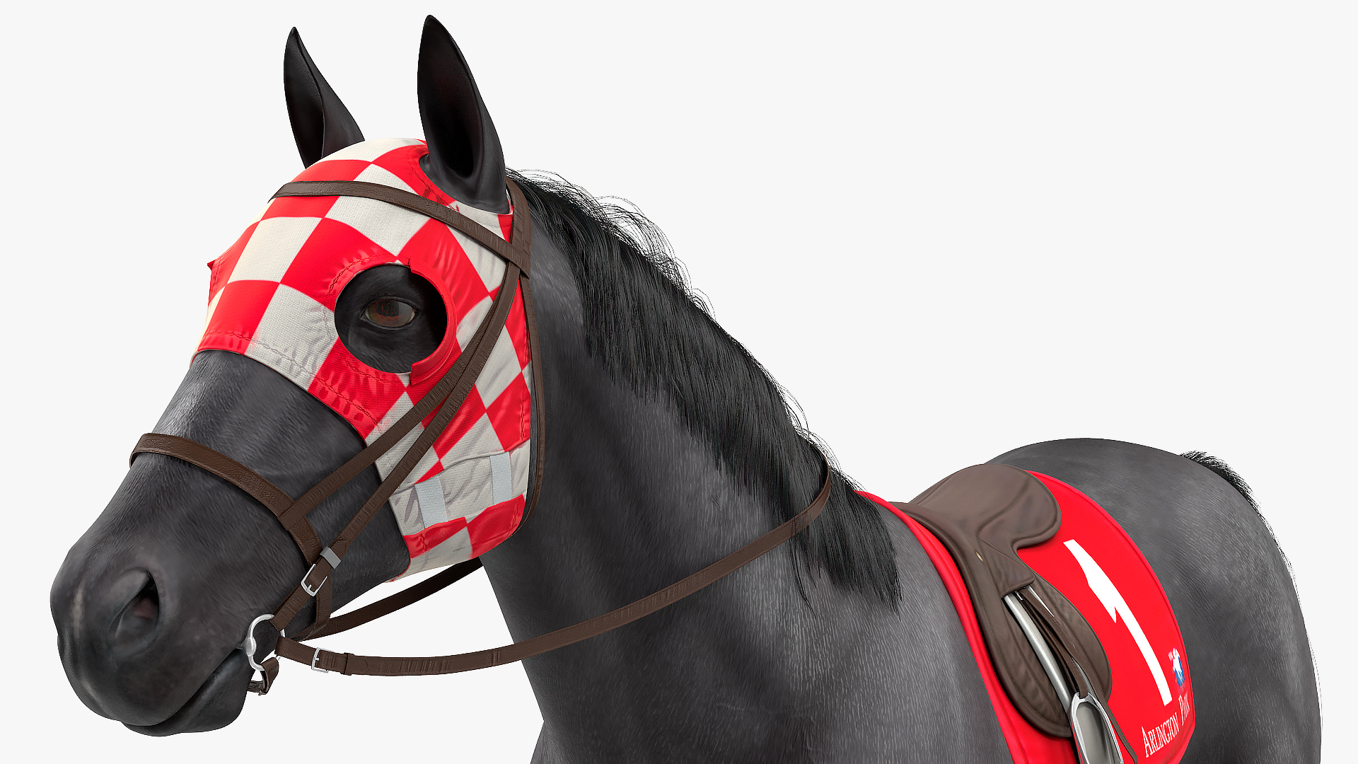 3D Black Racehorse Fur Rigged