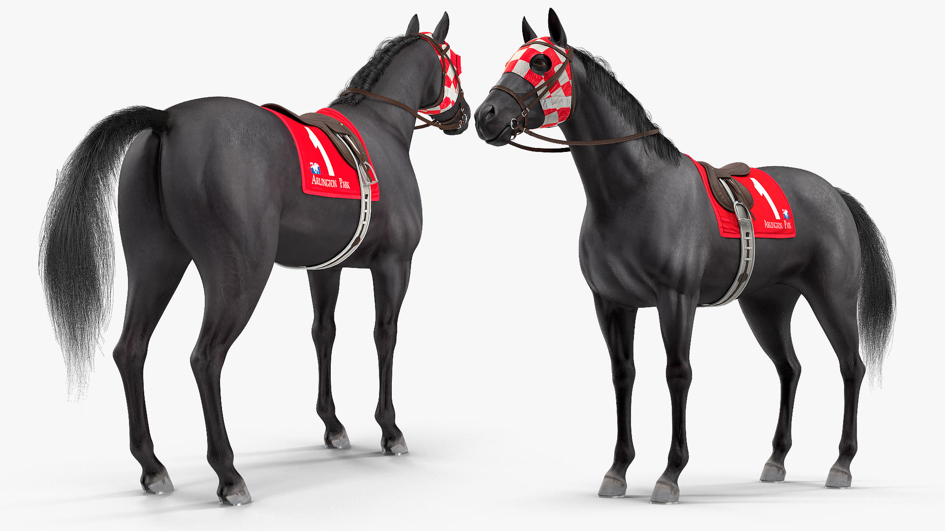 3D Black Racehorse Fur Rigged