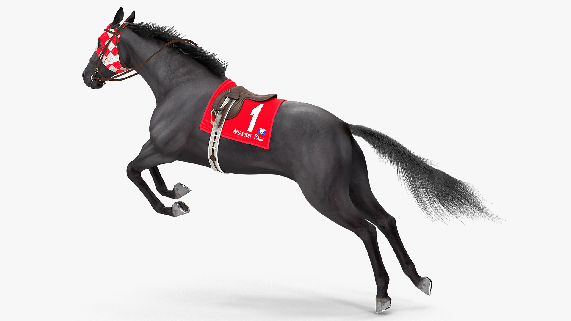 3D Black Racehorse Fur Rigged