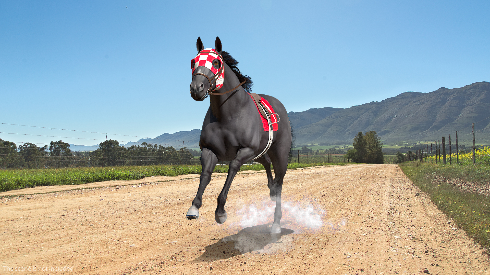 3D Black Racehorse Fur Rigged