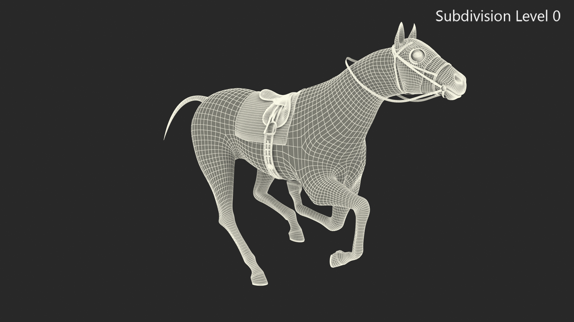 3D Black Racehorse Fur Rigged