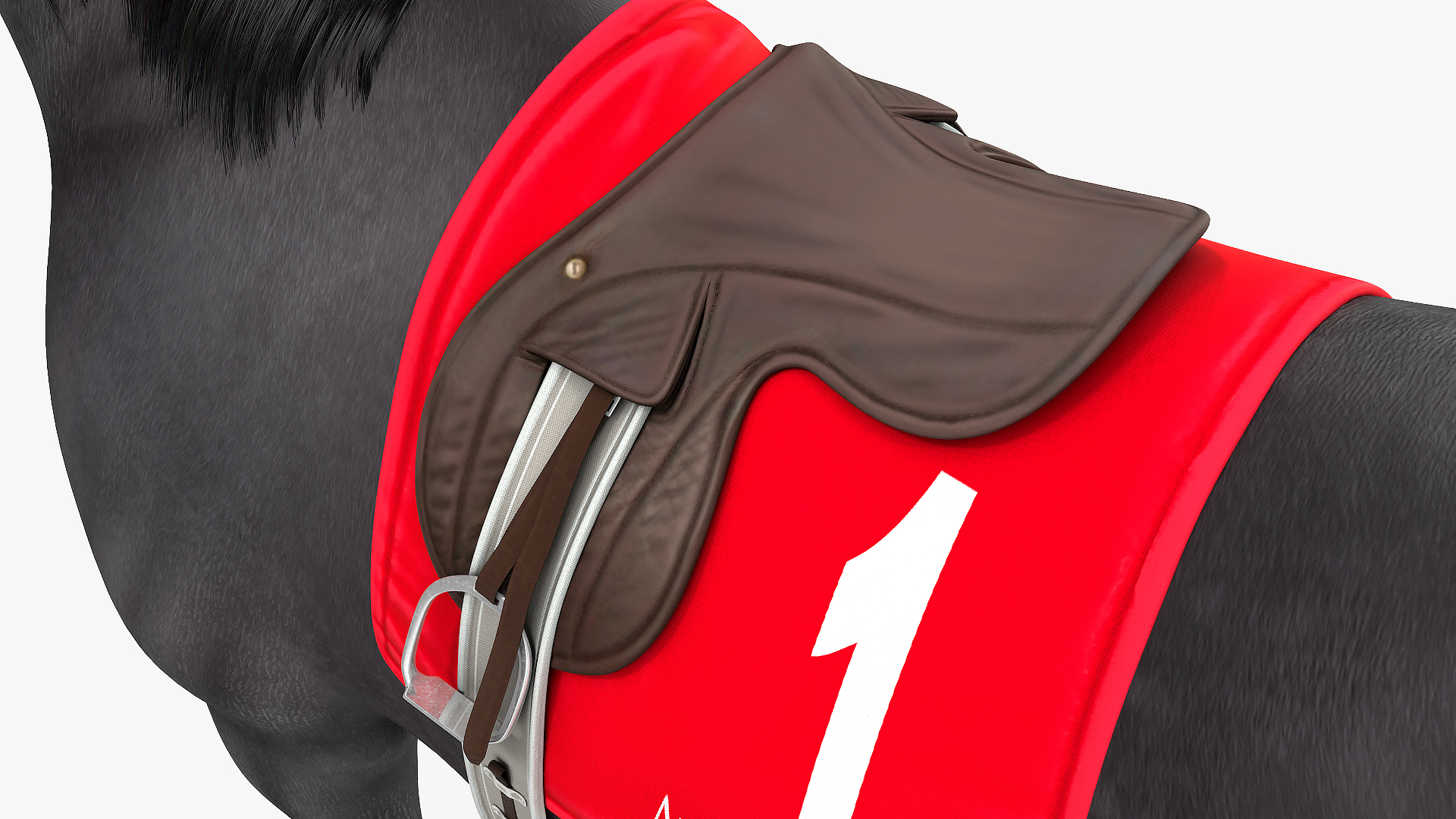 3D Black Racehorse Fur Rigged