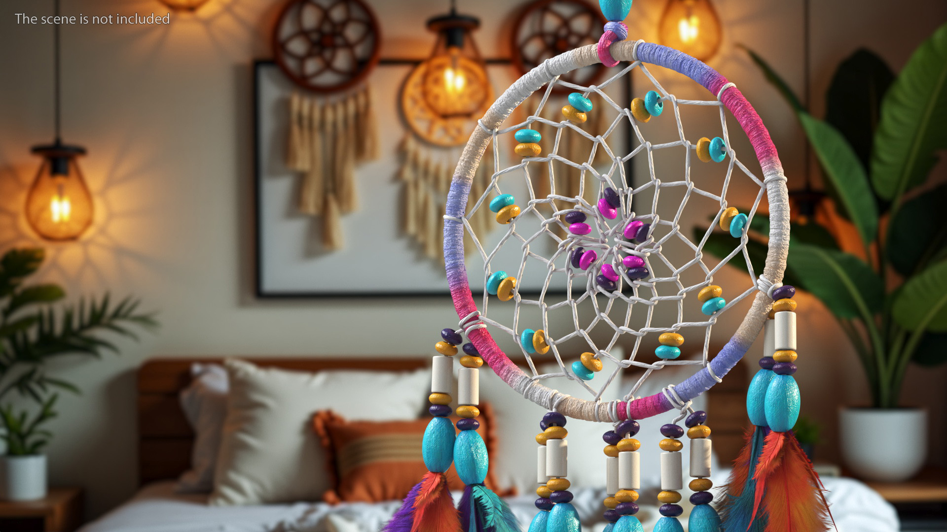 3D Decorative Dreamcatcher with Feathers One Ring