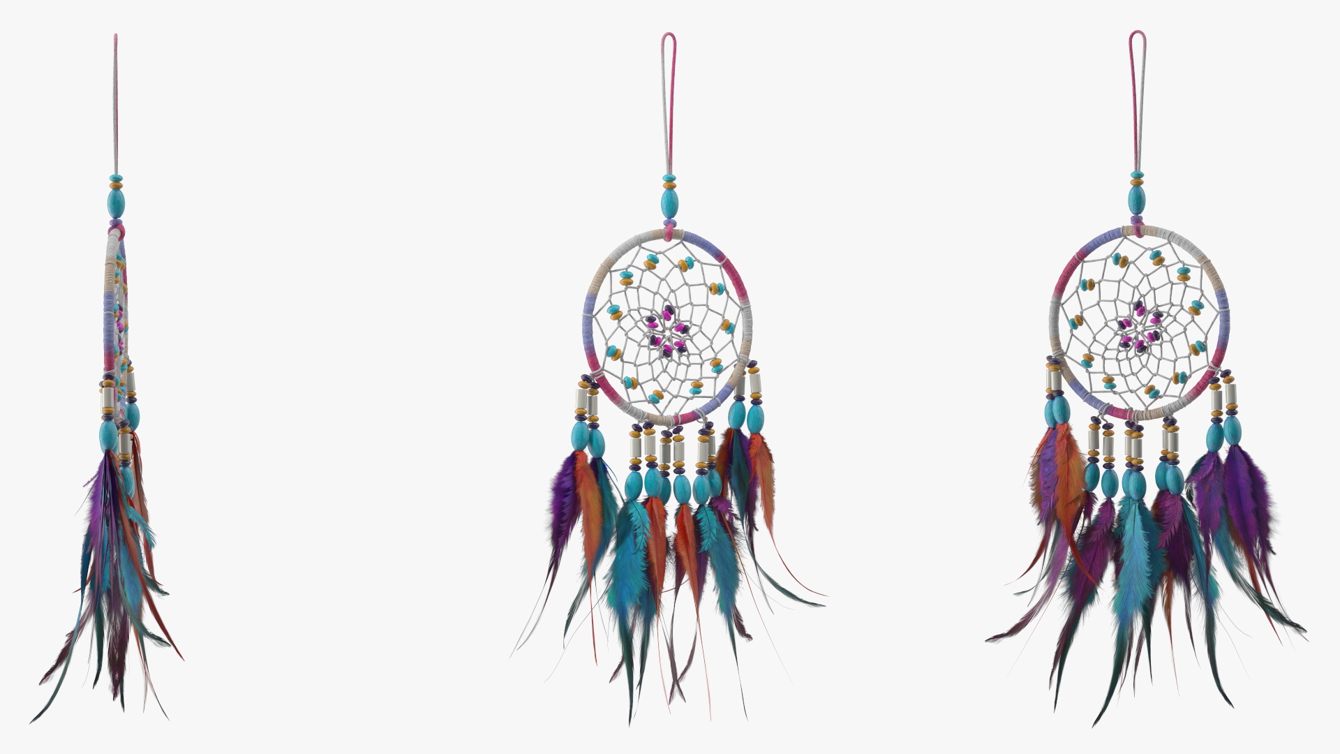 3D Decorative Dreamcatcher with Feathers One Ring