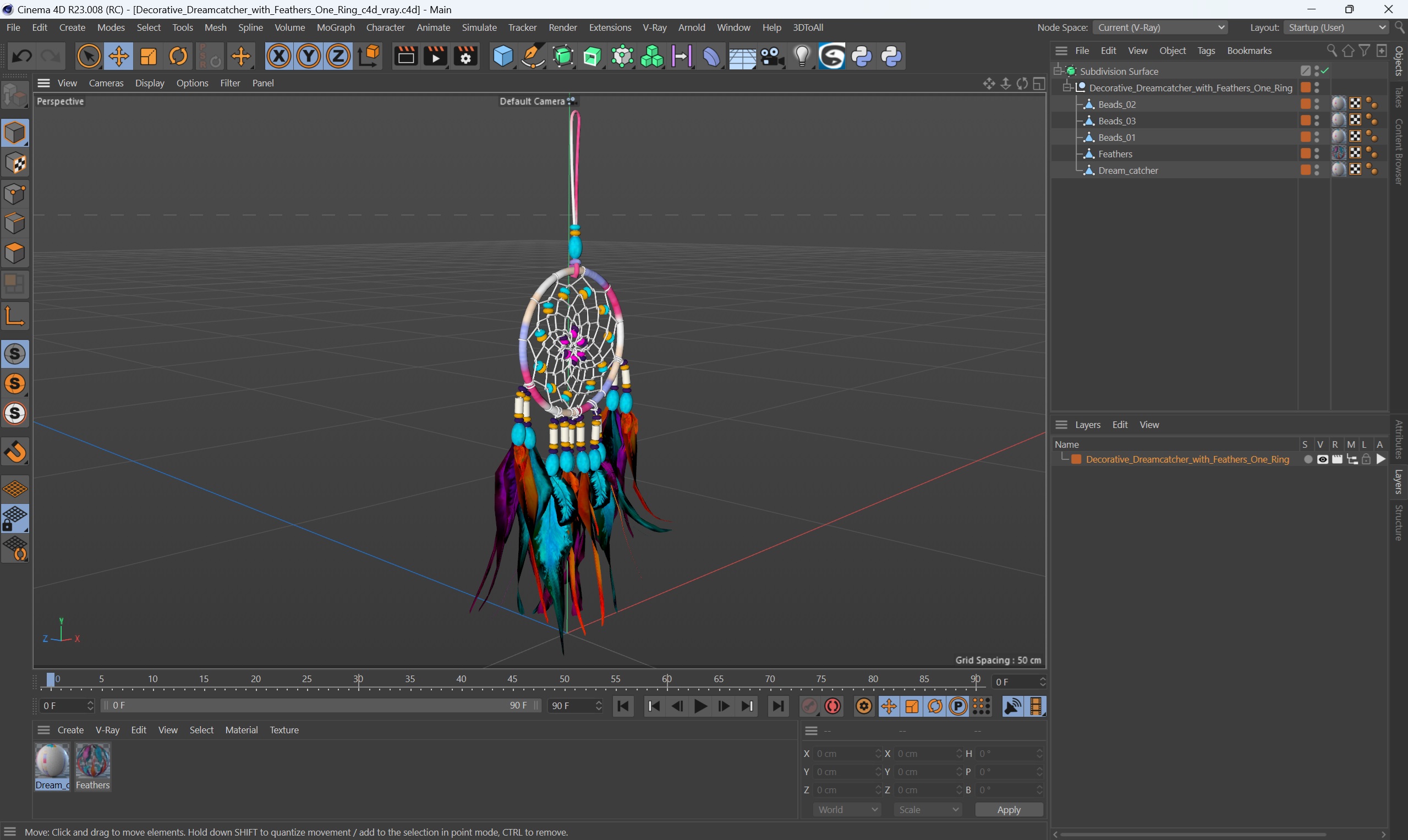 3D Decorative Dreamcatcher with Feathers One Ring