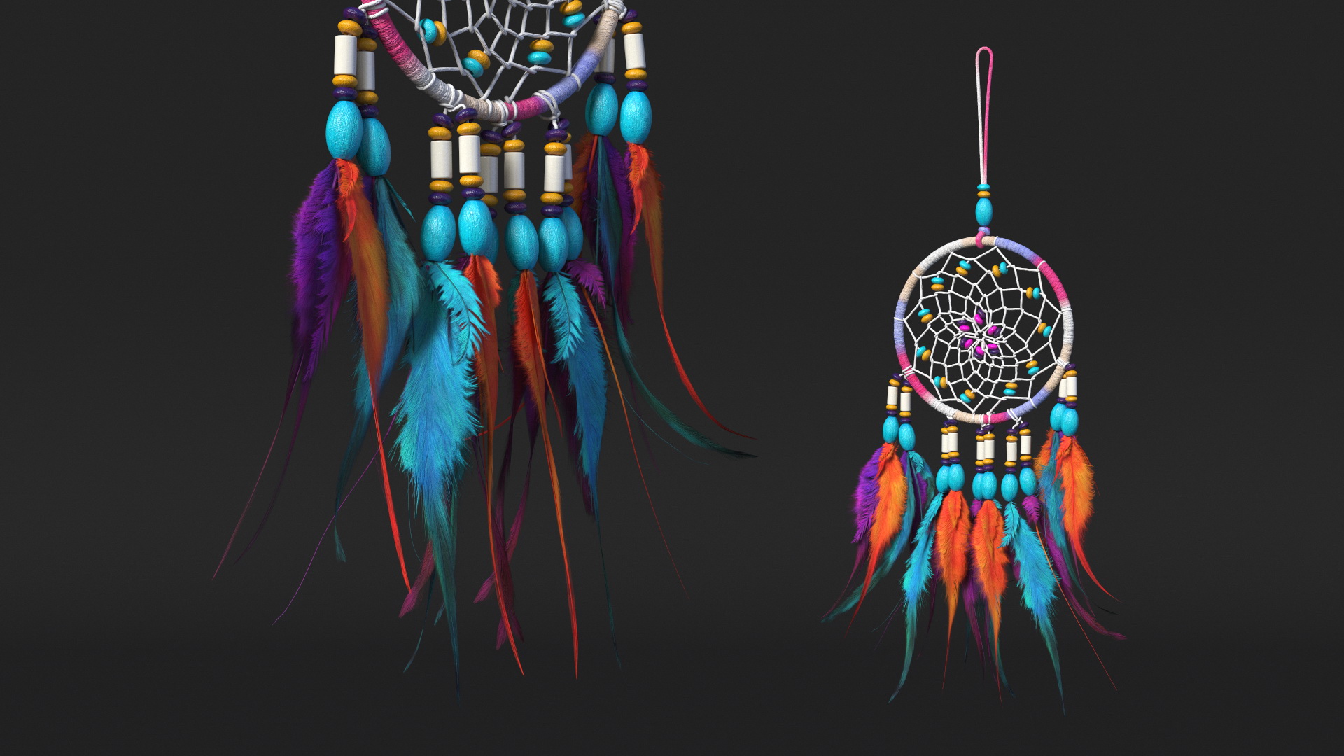 3D Decorative Dreamcatcher with Feathers One Ring