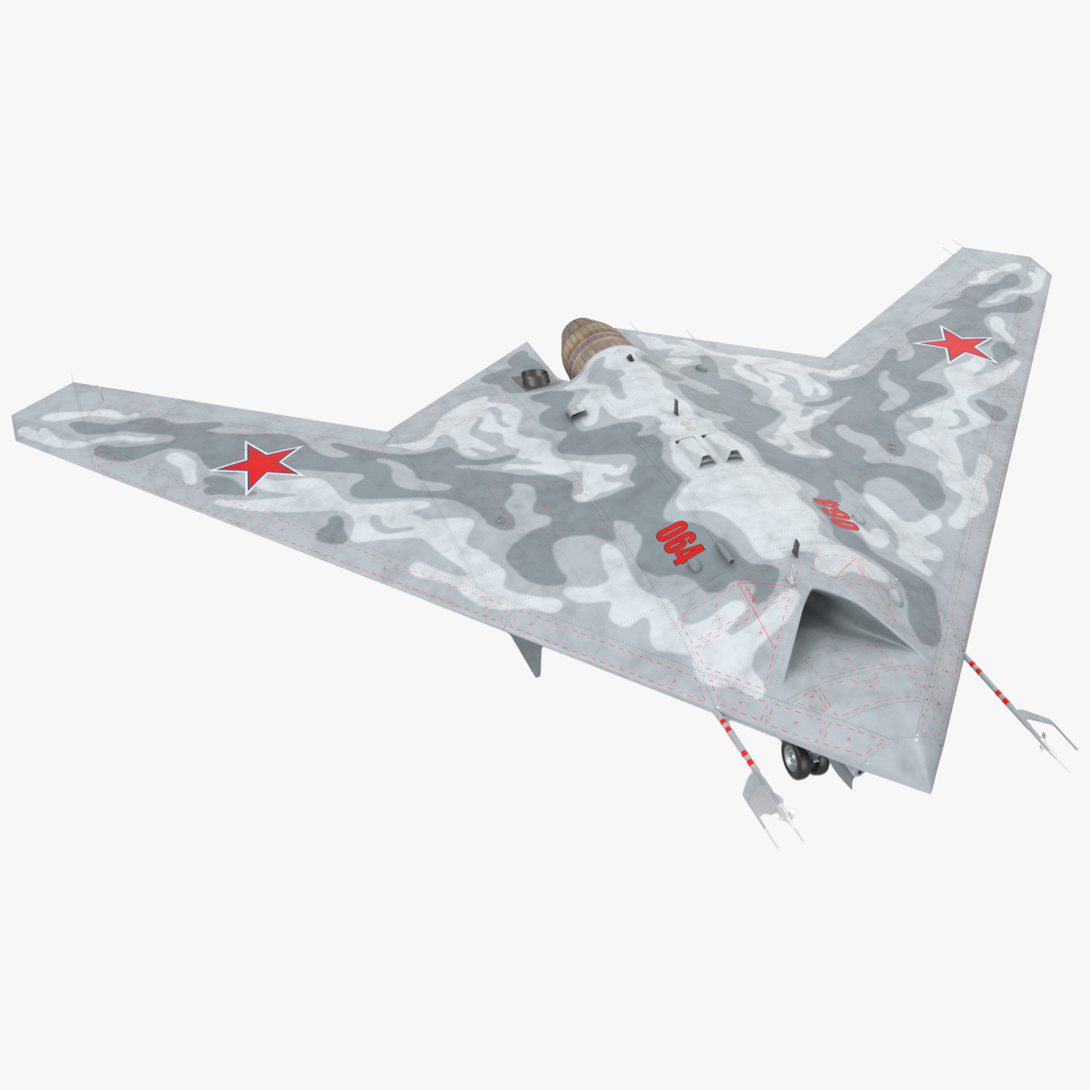 3D Russian Heavy Strike Unmanned Bomber S-70 Okhotnik Rigged for Cinema 4D
