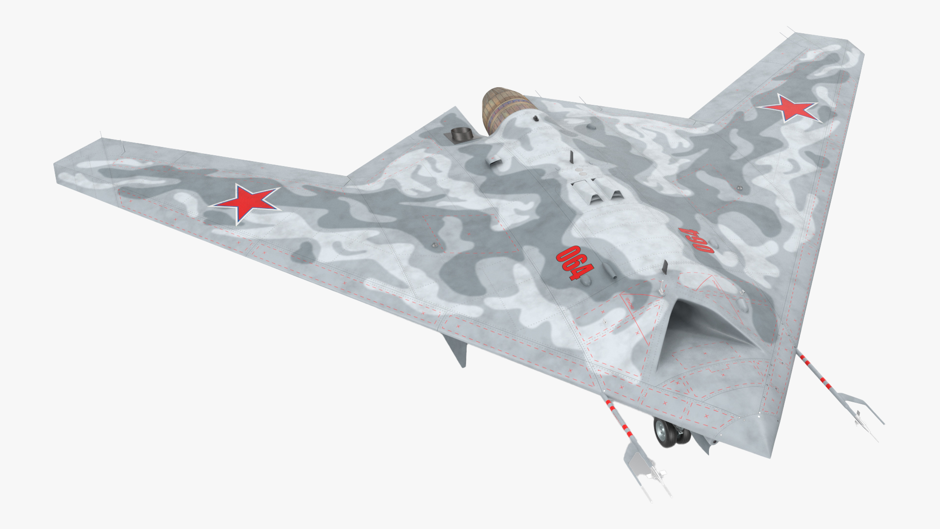 3D Russian Heavy Strike Unmanned Bomber S-70 Okhotnik Rigged for Cinema 4D