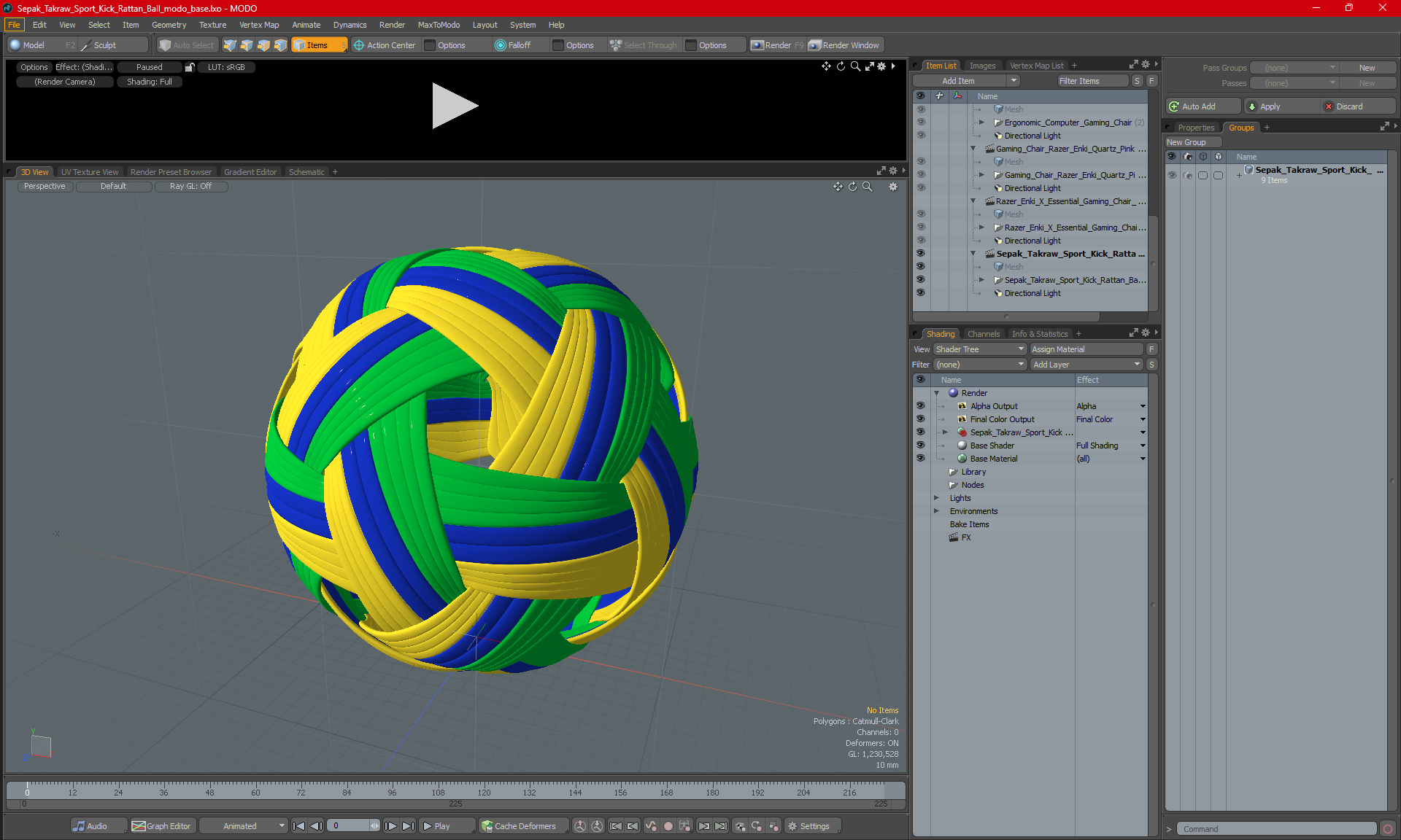 Sepak Takraw Thai Rattan Sport Kickball 3D model