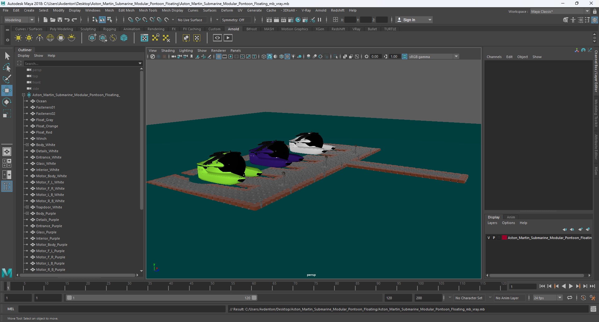 Aston Martin Submarine Modular Pontoon Floating 3D