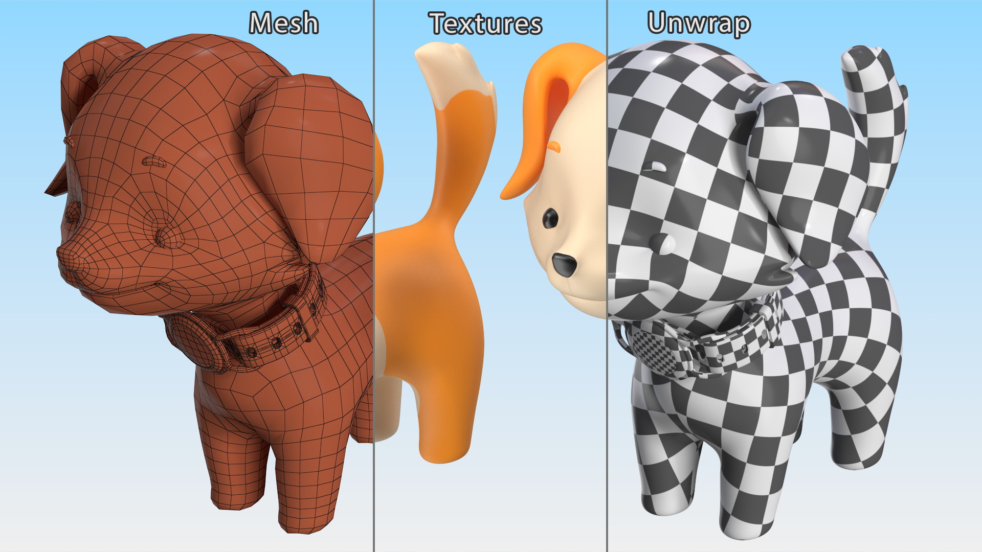 Cartoon Puppy Dog with Apple Dog Tracker Collar 3D