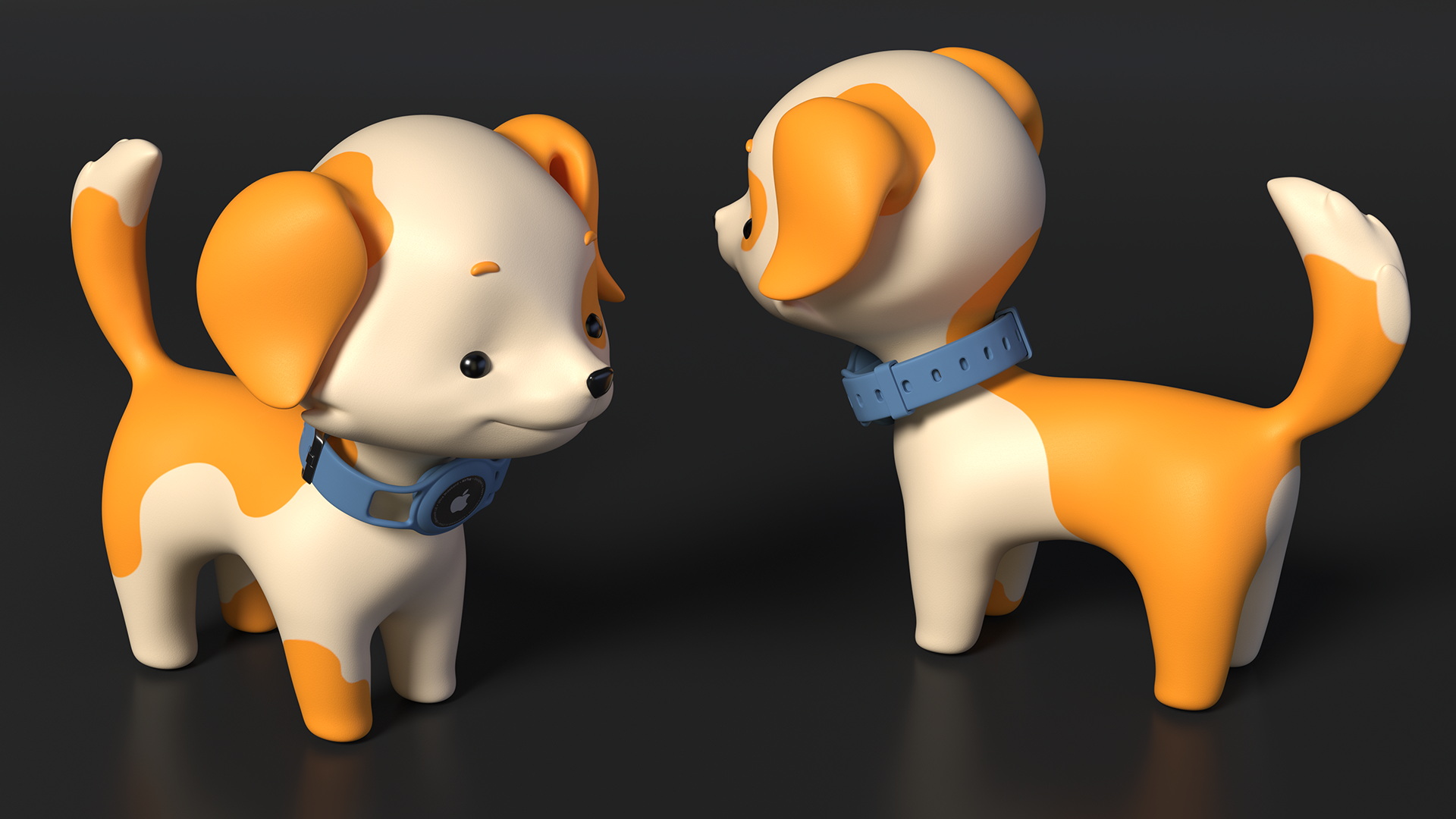 Cartoon Puppy Dog with Apple Dog Tracker Collar 3D