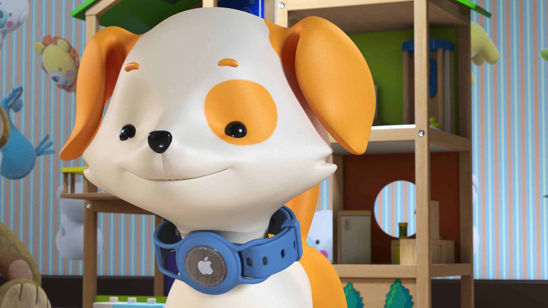 Cartoon Puppy Dog with Apple Dog Tracker Collar, view 5