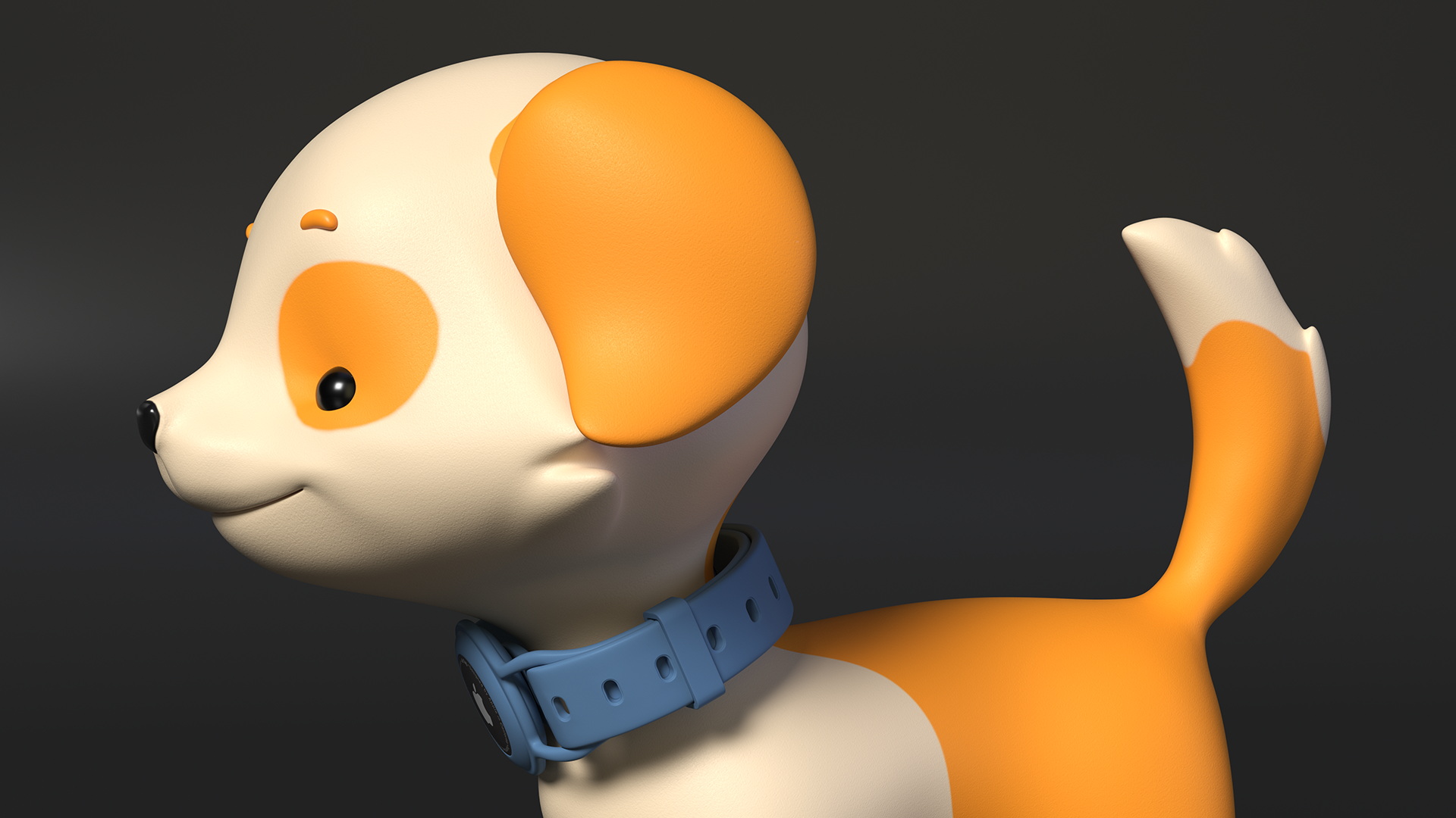 Cartoon Puppy Dog with Apple Dog Tracker Collar 3D