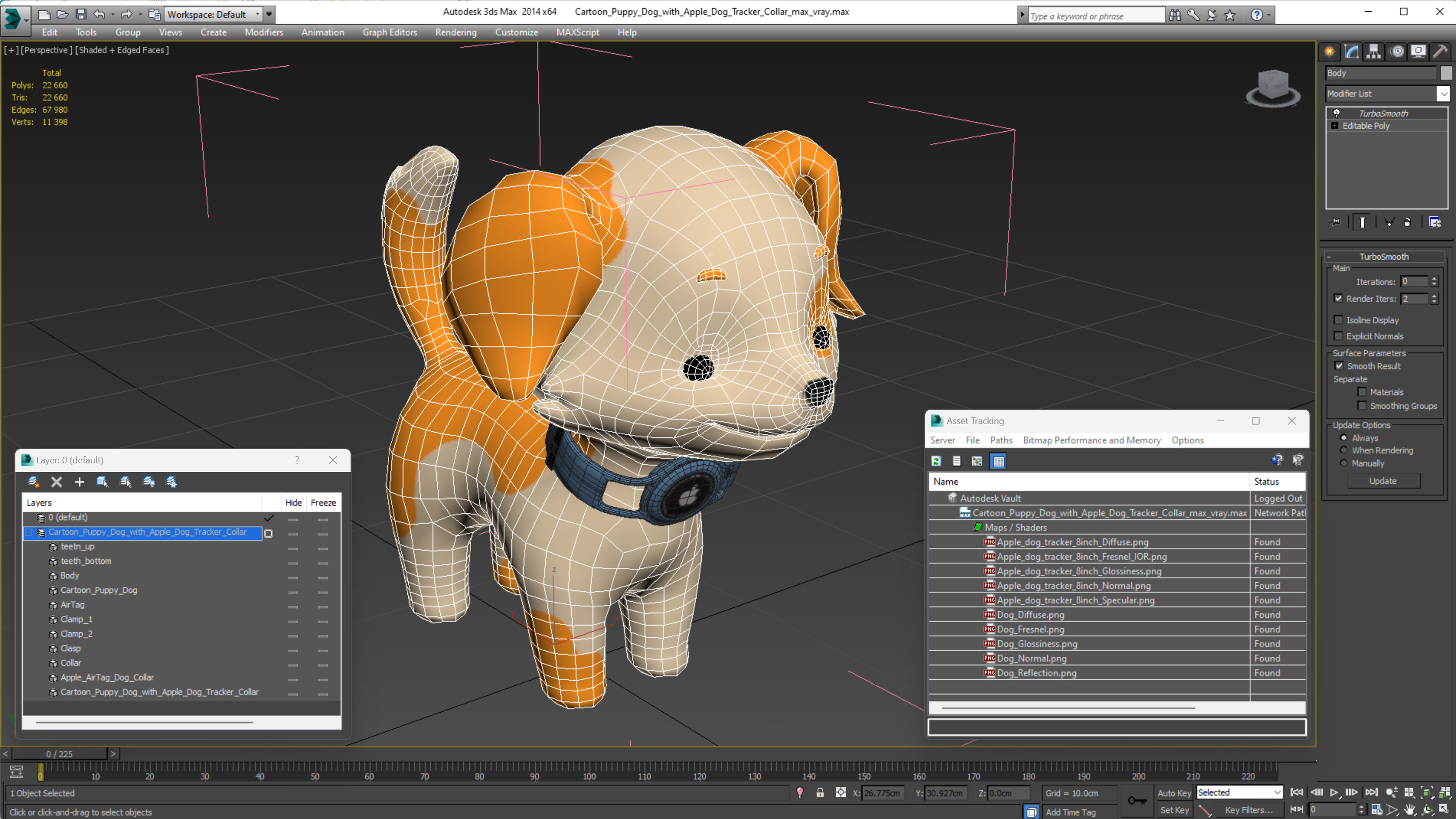 Cartoon Puppy Dog with Apple Dog Tracker Collar 3D