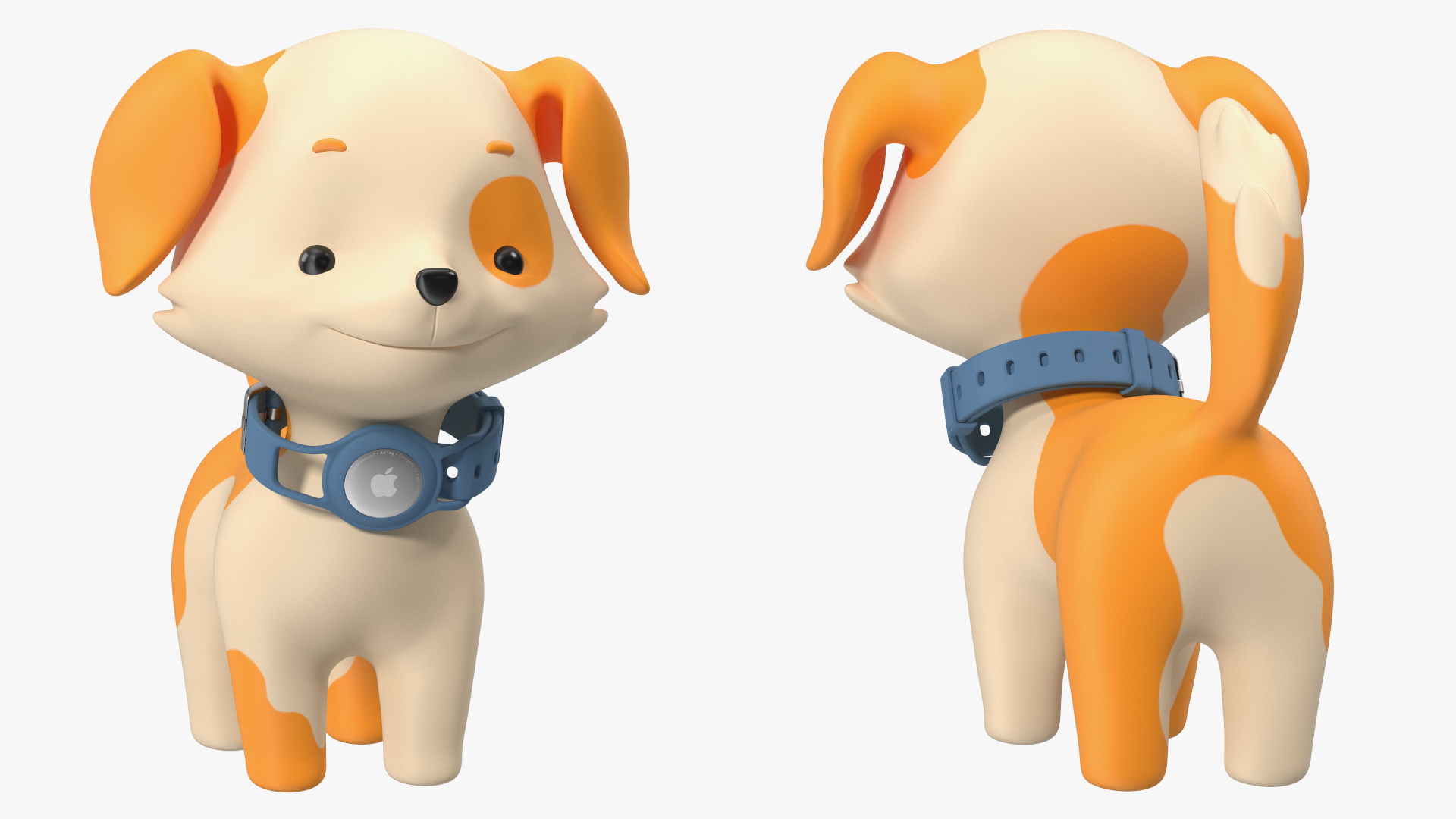 Cartoon Puppy Dog with Apple Dog Tracker Collar 3D